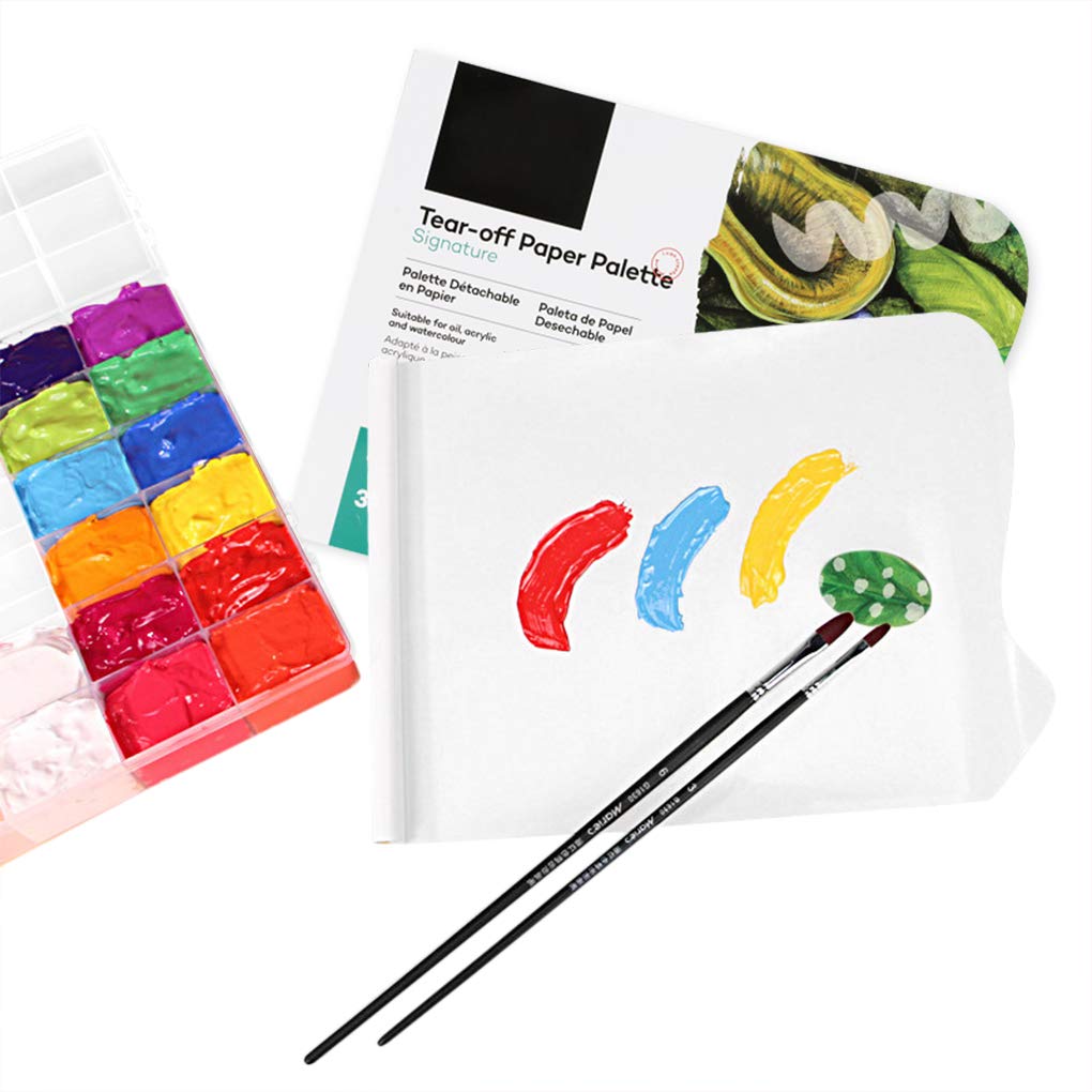 Disposable Tear-Off Paper Palette Pad 12x9 Inch - 36 Sheets Heavy Duty Coated Artist Palette Paper with Thumb Hole for Gouache, Watercolor & Oil Painting - Perfect for Studio, Classroom & Outdoor Art Projects