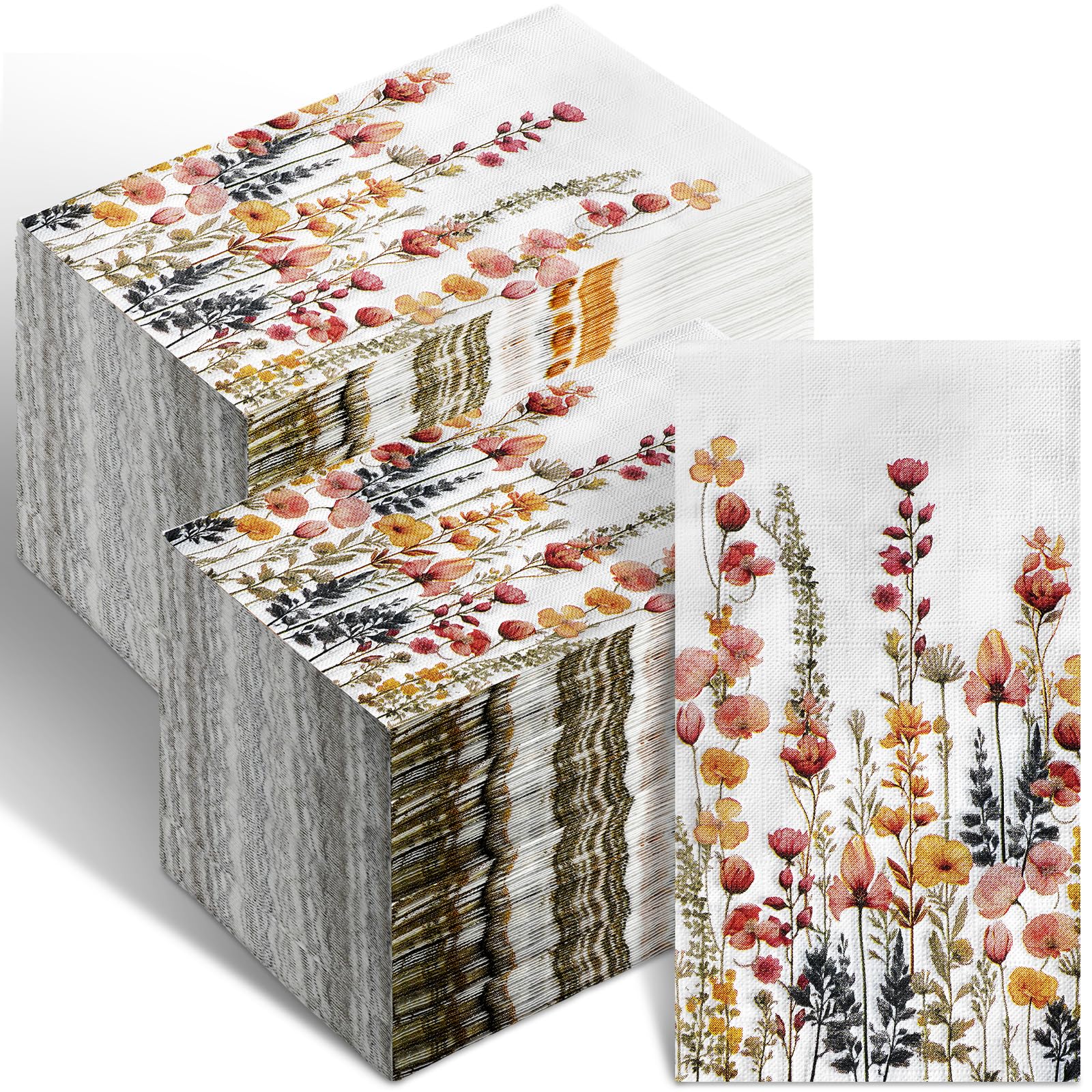 Seajan 200-Pack Floral Paper Guest Napkins - Disposable Hand Towels for Spring & Summer Weddings, Birthday Parties, Dinner Events - Perfect for Bathroom, Kitchen, and Party Decorations