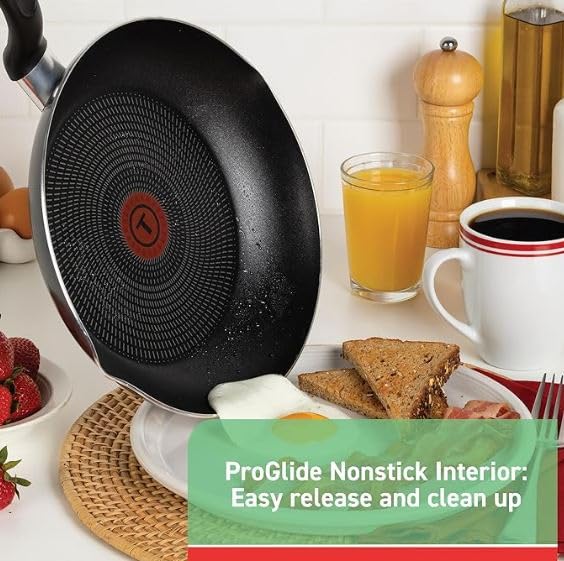 T-fal 5 Quart Nonstick Saute Pan with Glass Lid - Oven & Broiler Safe to 350°F, Deep Frying Skillet with Ergonomic Handle - Dishwasher Safe Black Cookware for Sauteing, Frying & Baking - Perfect for Home Kitchens & Professional Cooking
