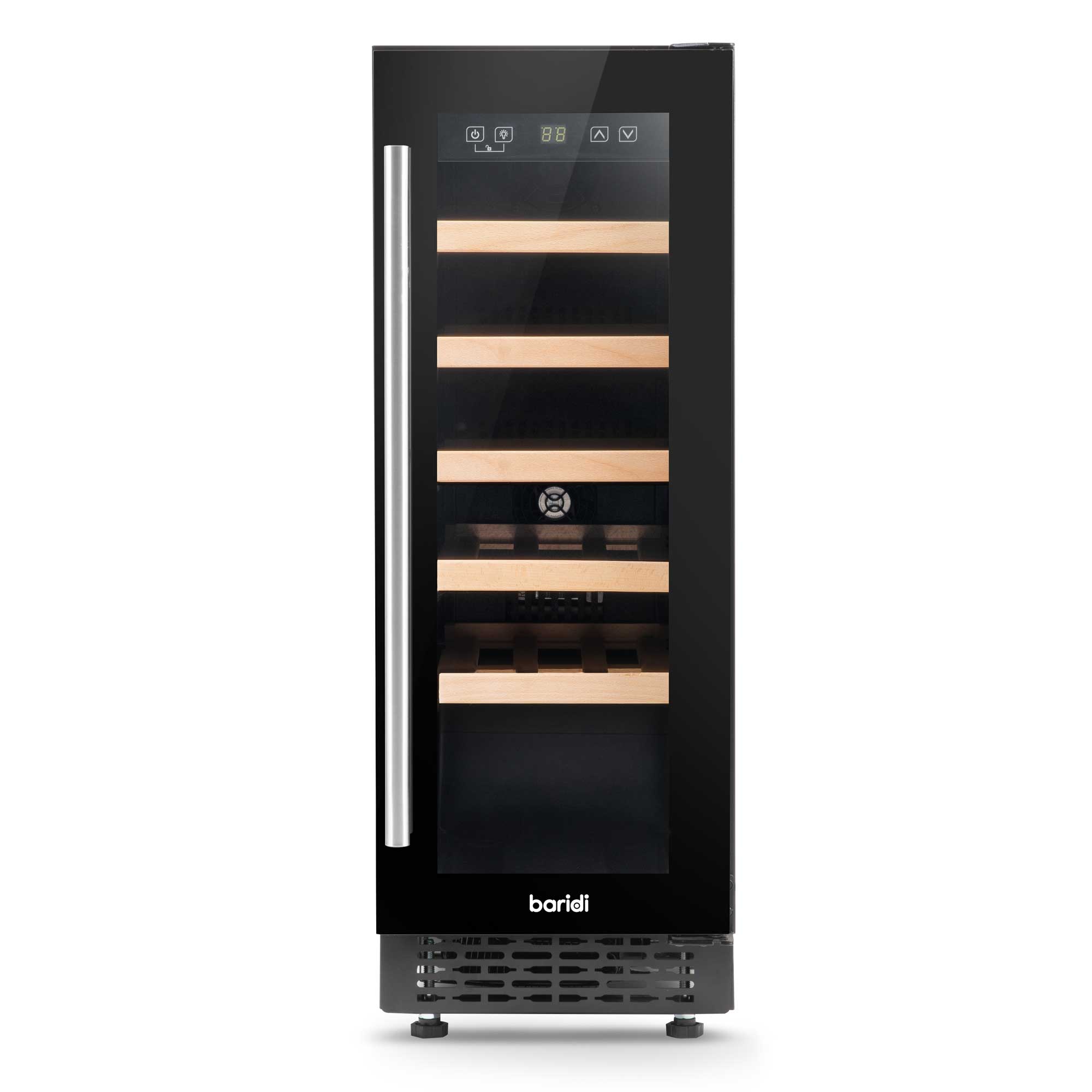 Baridi 20 Bottle 30cm Built-In Wine Cooler Refrigerator - Digital Touchscreen Control, Quiet Operation, Perfect for Kitchen, Bar, or Dining Room Wine Storage