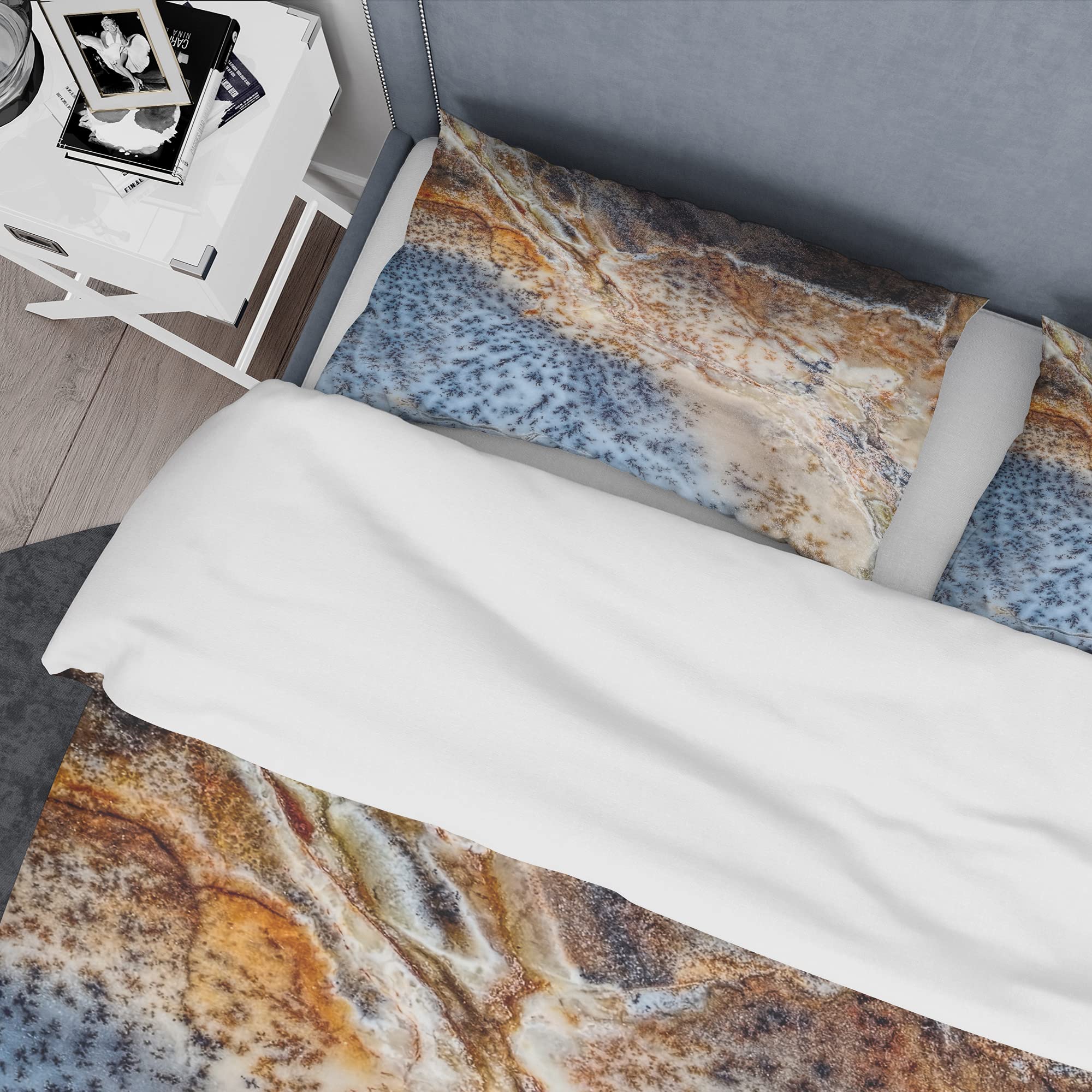 Moss Agate Spotted Modern Duvet Cover Set - Twin Size Brown Abstract Bedding 3-Piece Set | All-Season Contemporary Bedroom Decor for Teens & Adults