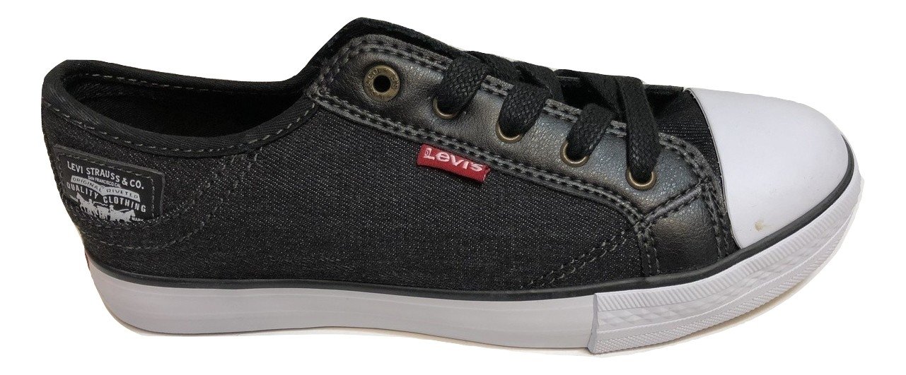 Levis Boys Stan Buck Fashion Sneaker - Black Denim Sneakers for Kids Size 13 | Comfortable Casual Shoes for School, Play & Everyday Wear