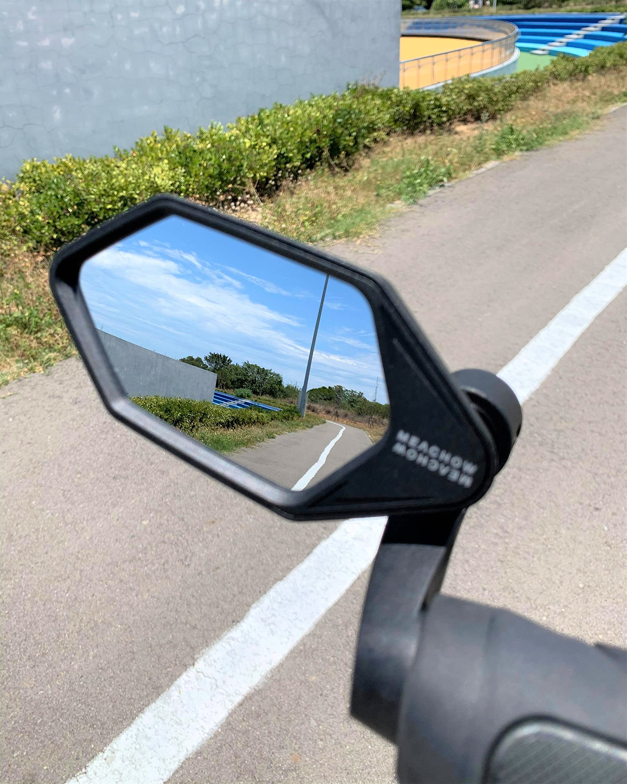 MEACHOW Bar End Bike Mirror - Crystal UHD Automotive Grade Glass Lens for E-Bikes & Motorcycles - Scratch Resistant, Safe Rearview Mirror (Silver Left Side ME-022LS) - Perfect for Cycling Safety & Urban Commuting