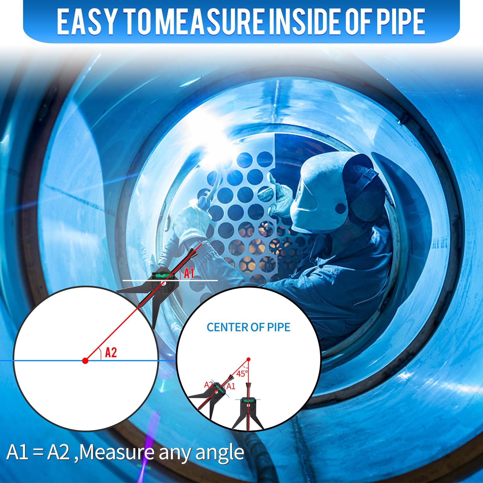 Magnetic Pipe Center Finder Tool - Adjustable Y-Shape Design for Measuring 0.5