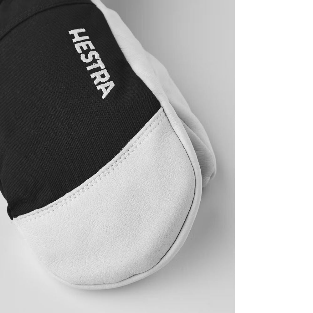 Hestra Army Leather Heli Junior Ski Mittens for Kids - Black (30561 100) | Warm Winter Gloves for Snowboarding, Skiing & Outdoor Activities