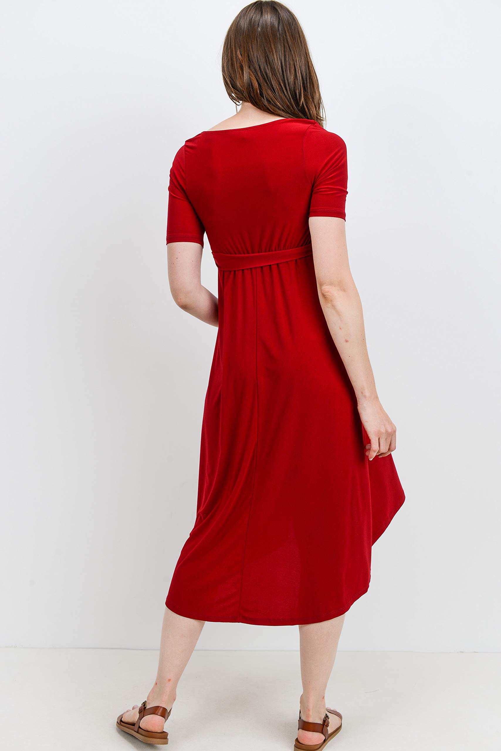 Maternity Wrap Dress for Women - Mid-Length with Adjustable Waist Belt | Perfect for Pregnancy, Nursing & Postpartum Comfort