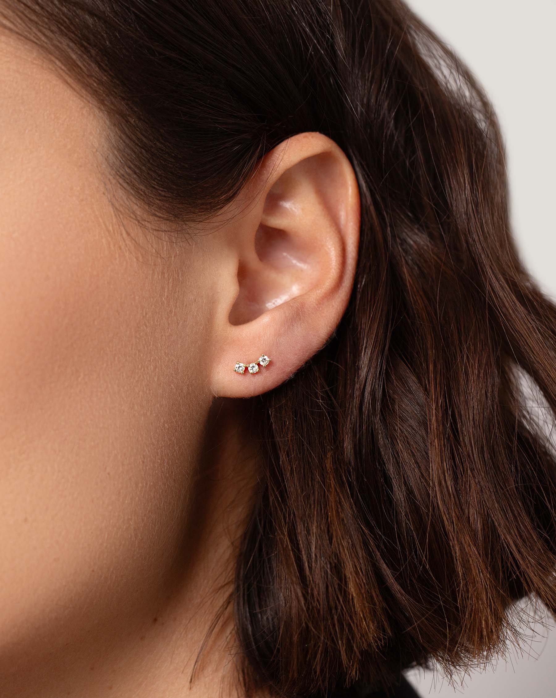 Trendy Curved Trio Stud Earrings for Women - Minimalist Gold Hoop Earrings for Daily Wear, Parties & Gifts