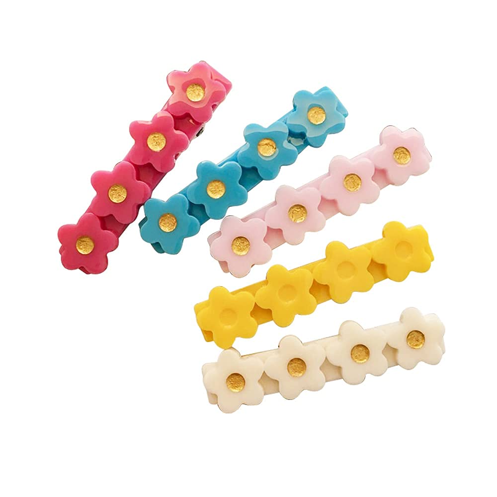 6pcs Cute Acrylic Flower Hair Clips for Girls & Women - Pink Rose, Red, Blue Hair Barrettes for Hair Decoration | Perfect for Parties, Weddings & Daily Styling (Yellow)