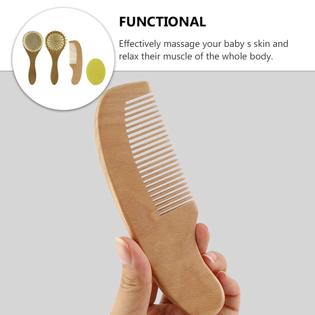 **Wooden Baby Hair Brush & Comb Set - Gentle Newborn Grooming Kit for Soft Hair Care - Perfect for Baby Showers, Bath Time & Daily Infant Hair Care**