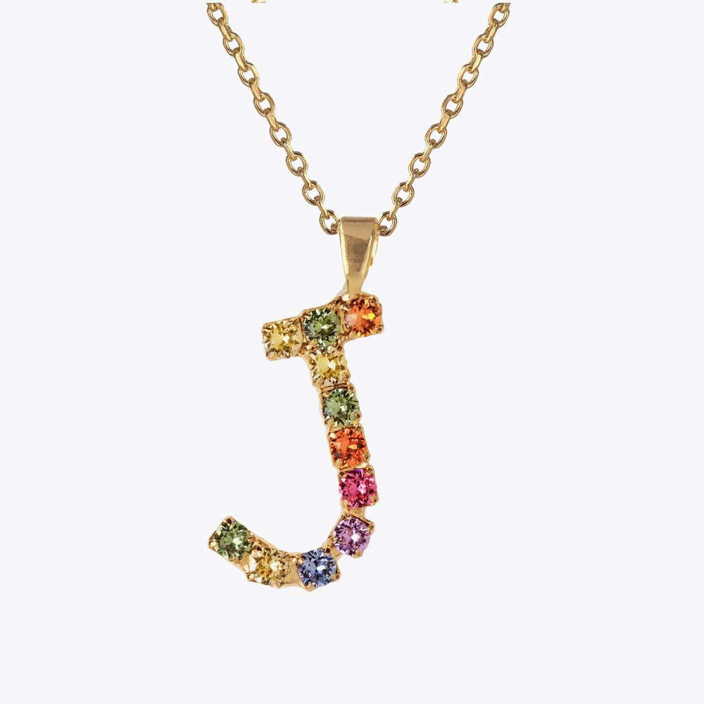 Personalized Letter J Necklace with Rainbow Charm - Custom Initial Jewelry for Women, Gift for Her, Birthday, Anniversary, Valentine's Day - Perfect for Layering, Everyday Wear & Special Occasions