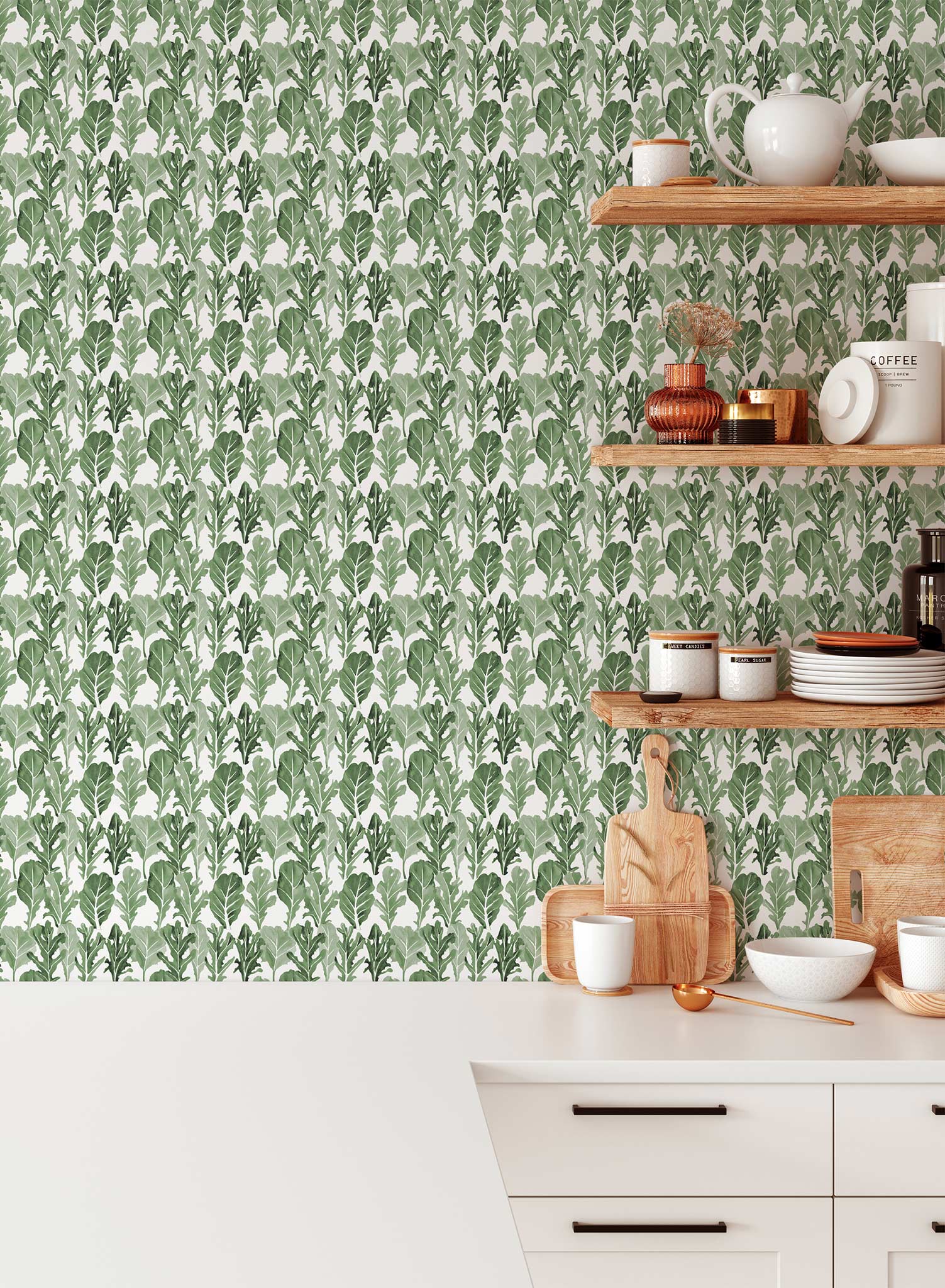Fresh Salad Season Wallpaper - Vibrant Kitchen Decor for Farmhouse & Modern Homes - Perfect for Dining Room, Cafe & Restaurant Backdrops