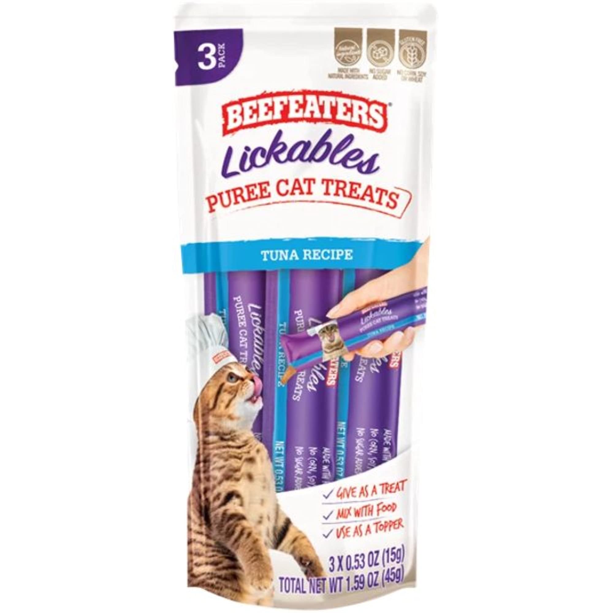 Lickables Tuna Puree Cat Treats - 1.59 oz Wet Cat Food Topper | Grain-Free, High-Protein Cat Snacks for Adult & Senior Cats | Perfect for Picky Eaters & Hydration Boost