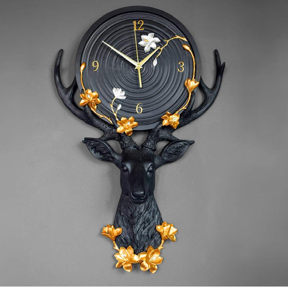 Deer Head Wall Clock - Silent Quartz Movement, Home & Living Room Decor - 3 Colors (Black, Brown, White) - Perfect for Rustic, Farmhouse & Nature-Themed Interiors