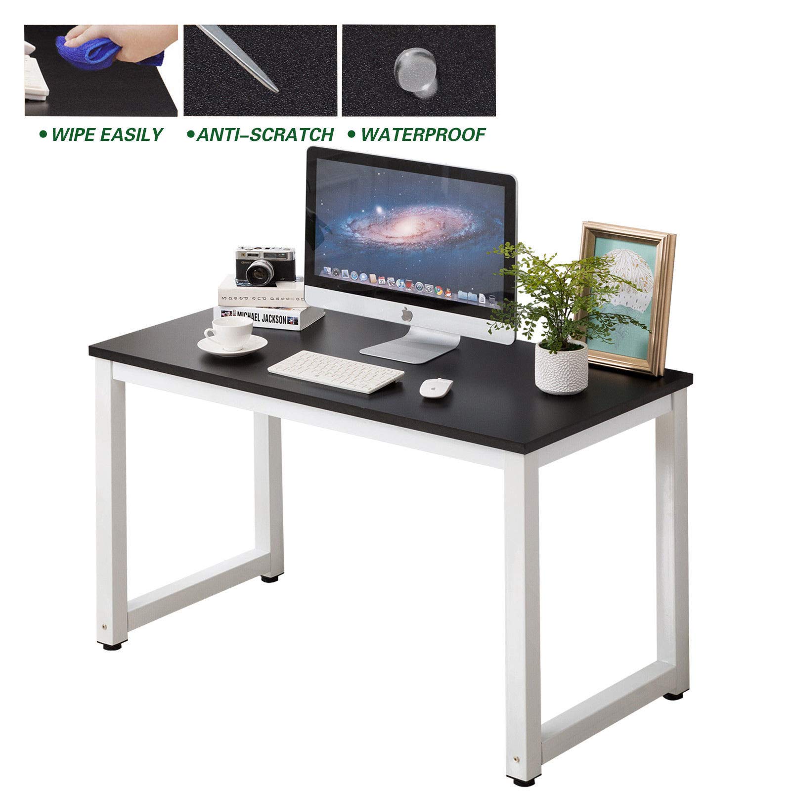 Black Wooden Computer Desk - Ergonomic PC Gaming Corner Desk with Storage, Study & Reading Laptop Workstation for Home Office - Perfect for Small Spaces & Gaming Setups