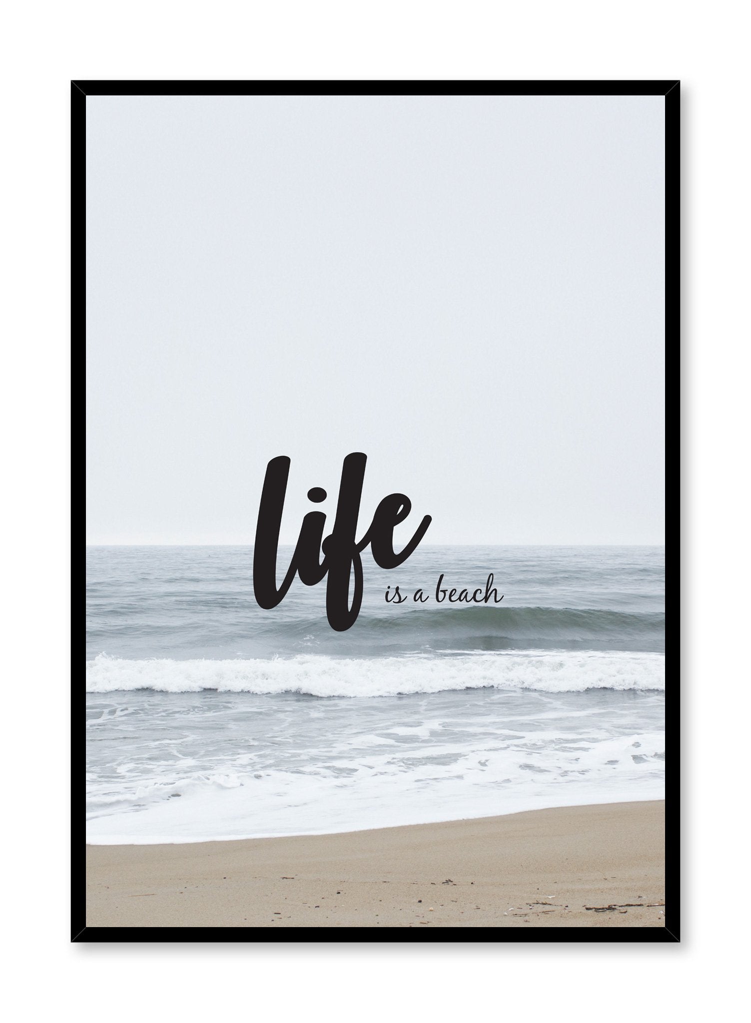 Life Is A Beach Wall Art Poster - Coastal Decor for Living Room, Bedroom & Office - Perfect Beach House Decor & Summer Vacation Gift Idea