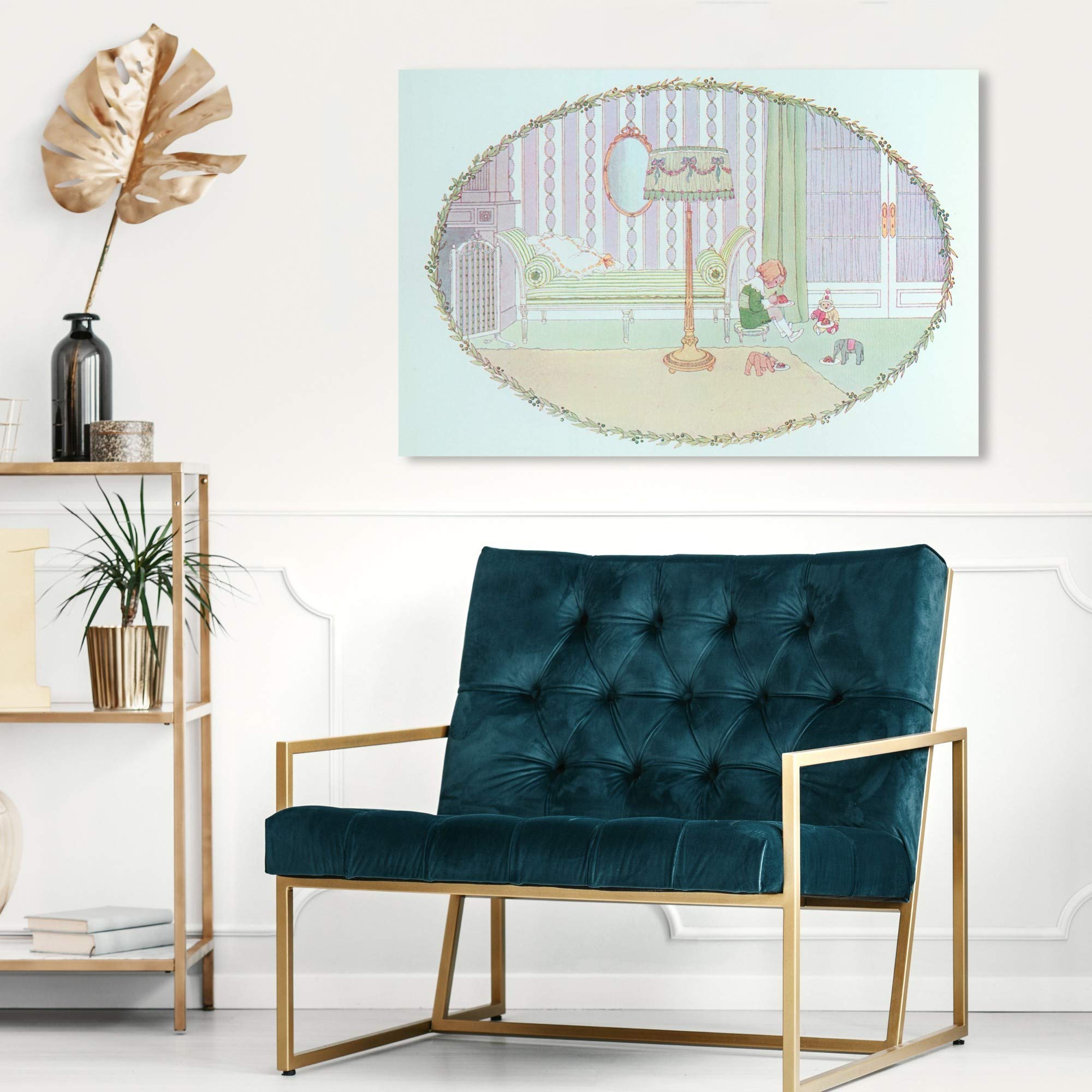 Oliver Gal Artist Co. 'Little Jack Horner' Fantasy Wall Art Canvas Print - 30x20 Inch Kids Room Decor in Green & Purple | Perfect for Nursery, Bedroom & Playroom