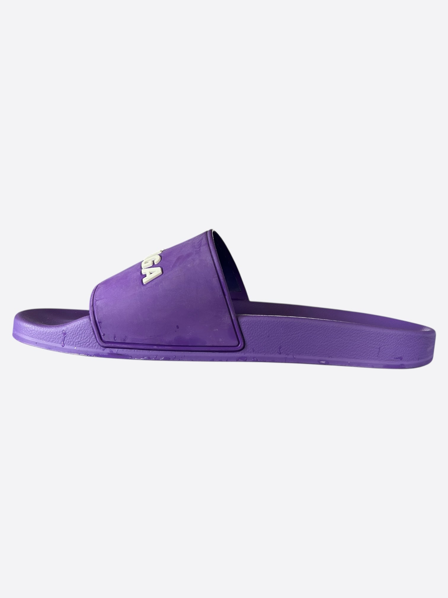 Balenciaga Purple & White Logo Slides for Men & Women - Comfortable Luxury Slides for Casual Wear, Beach, Pool & Home Use