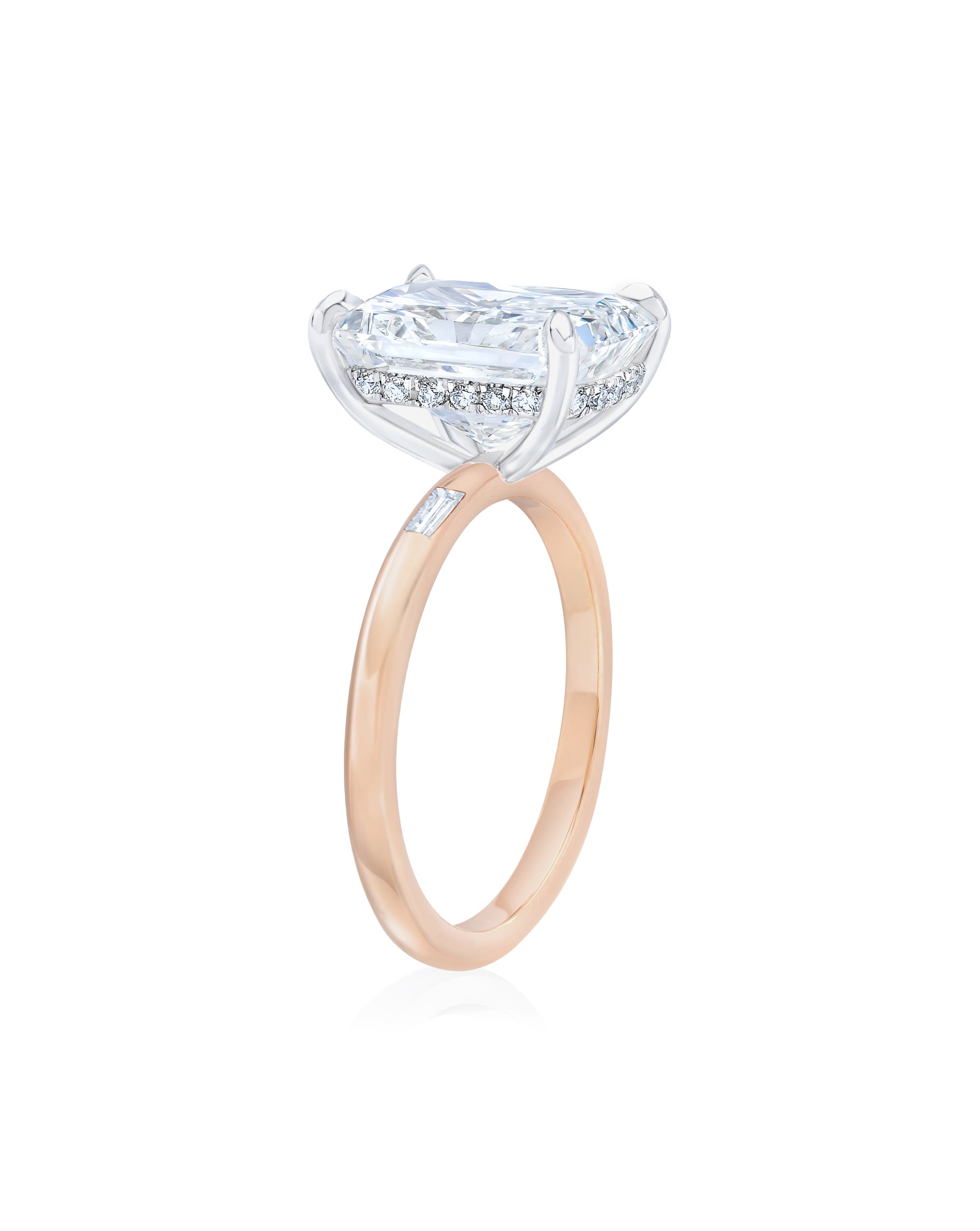 Elegant Cloud Inlay Baguette Ring - Perfect for Weddings, Anniversaries & Special Occasions