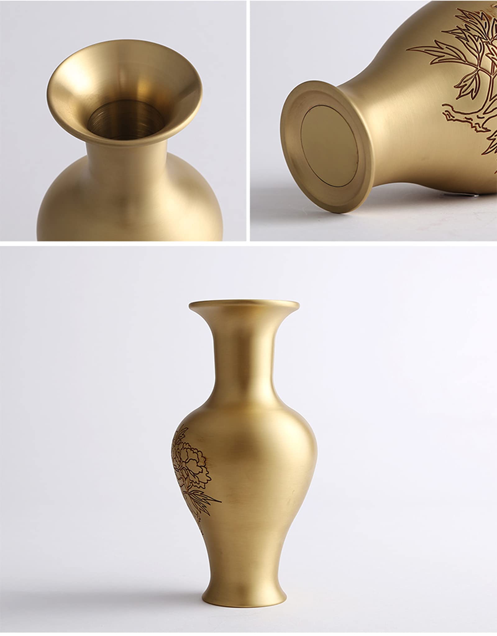 Golden Copper Buddhist Altar Vase - 7.5