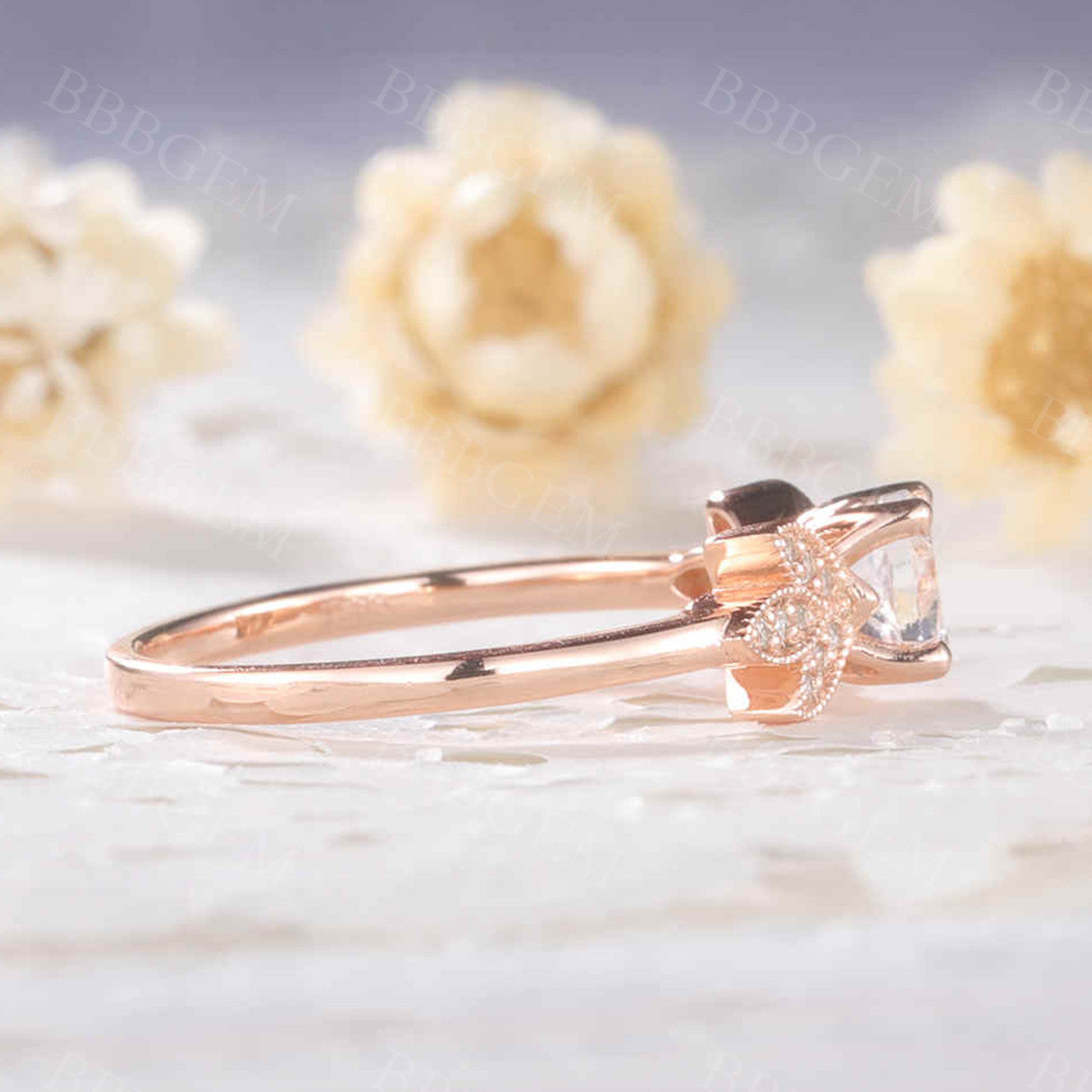 Rainbow Moonstone Diamond Engagement Ring in Rose Gold – Unique Bridal Jewelry for Women | Perfect for Proposals, Weddings & Anniversary Gifts