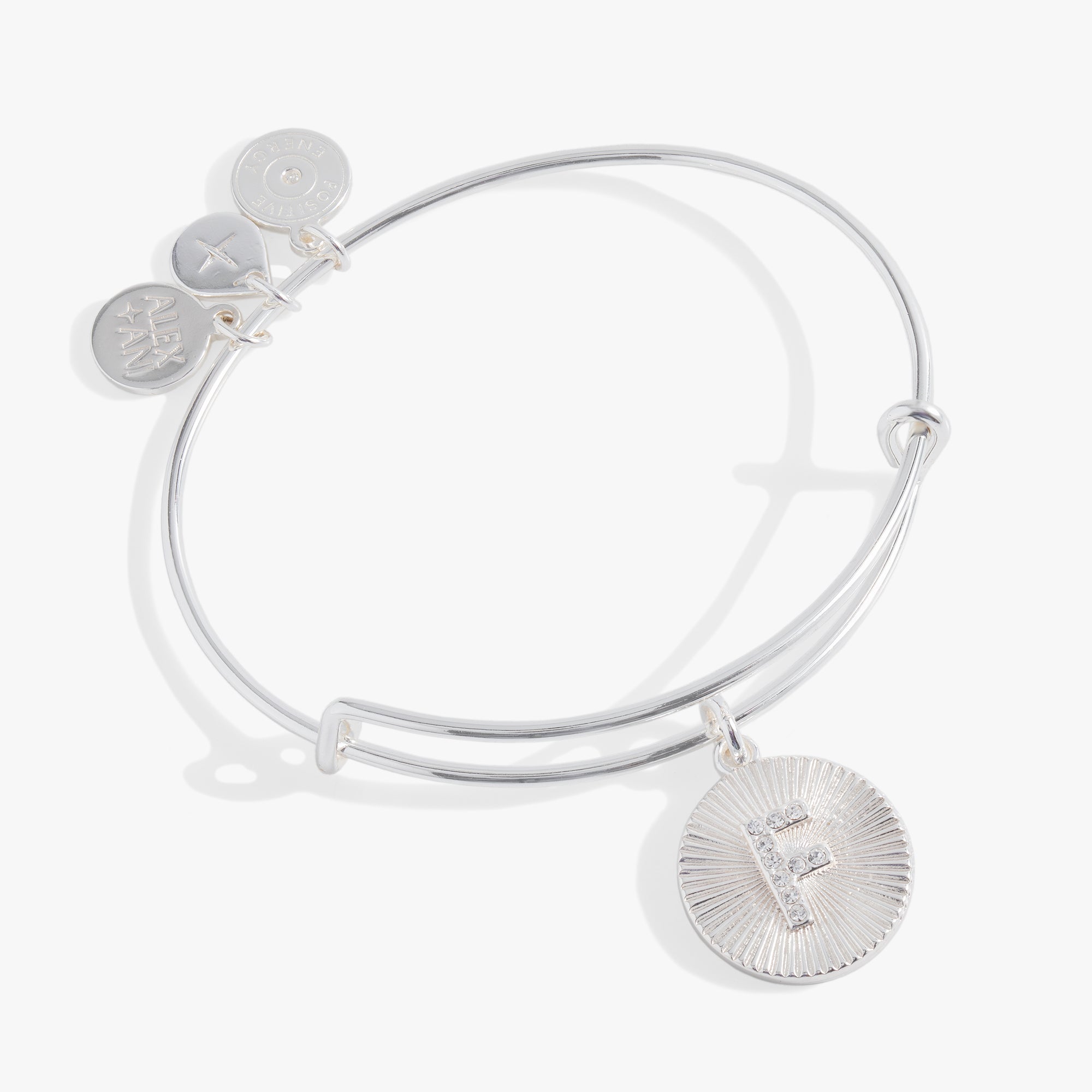 Initial F Pave Starburst Texture Bangle - Elegant Cubic Zirconia Bracelet for Women, Perfect for Parties, Weddings & Special Occasions