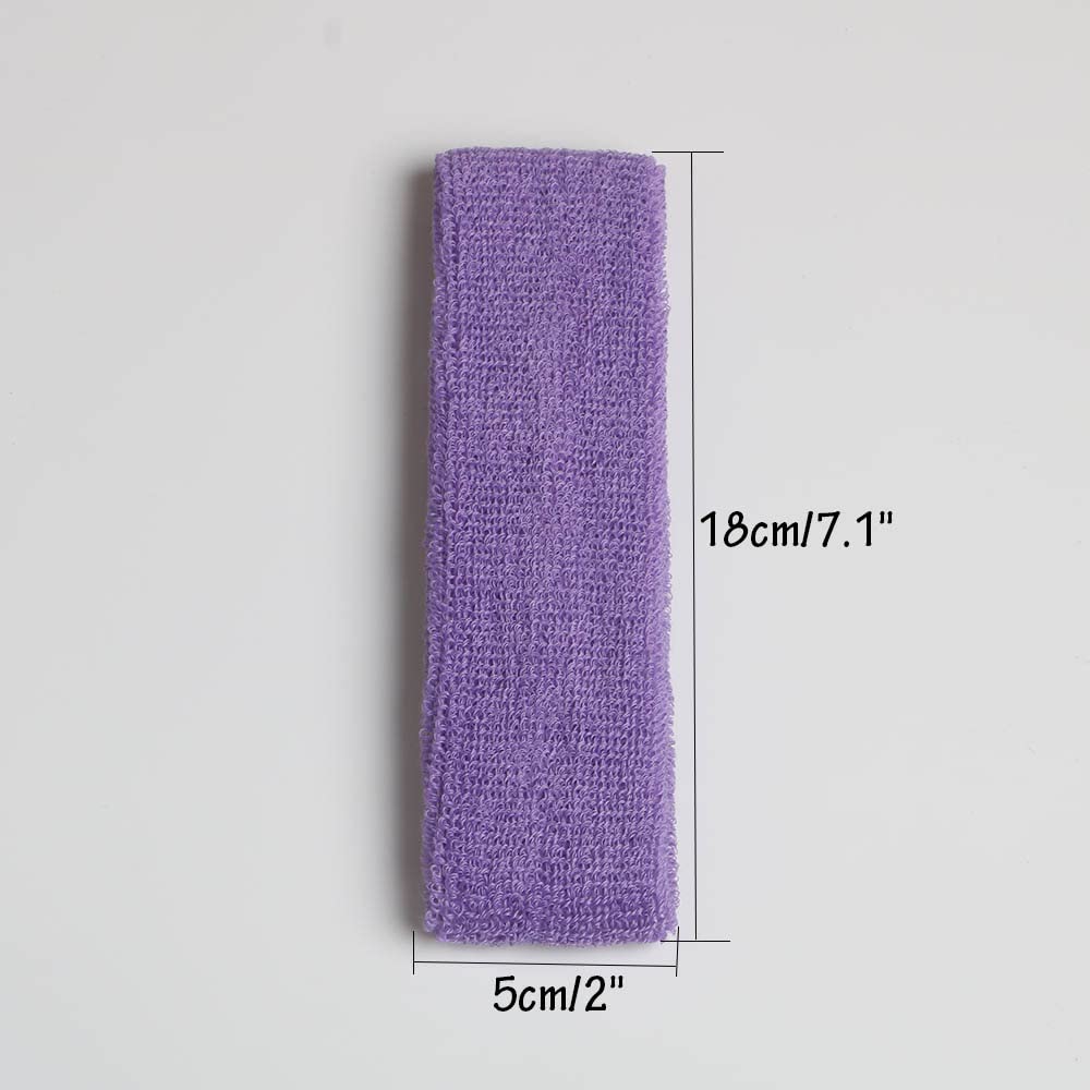 12 Pack Cotton Sweatband Headbands - Stretchy Elastic Terry Cloth Sports Head Wraps for Yoga, Workout, Fitness & Basketball - Perfect for Gym, Running, Tennis & Outdoor Activities
