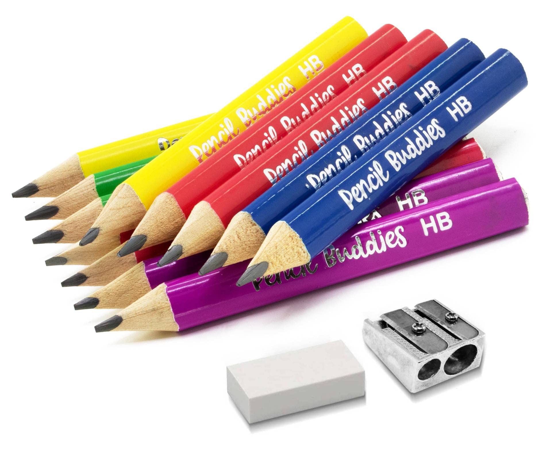 Jumbo Triangular Grip Pencils for Kids - 12 Fat HB Pencils with Sharpener & Eraser for Preschool, Kindergarten & Beginners (Multicolor) - Perfect for Early Writing Practice & Classroom Activities