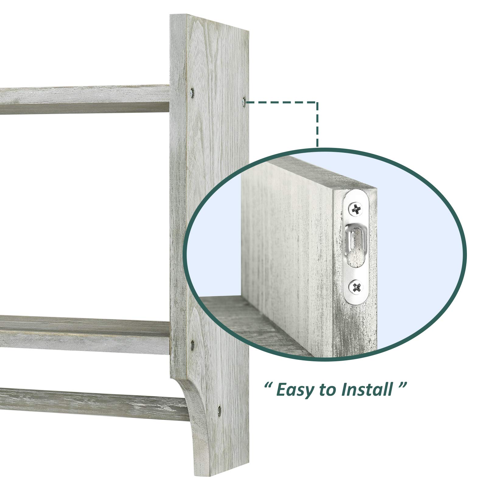 Wall Mounted Bathroom Towel Rack with Shelf - Olive Green for Bathroom Organization