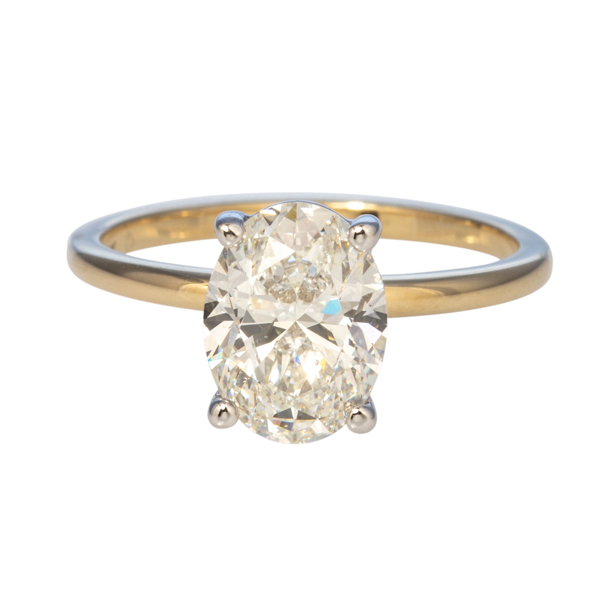 2ct Oval Cut Diamond Solitaire Engagement Ring - H Color SI1 Clarity - 14K Two Tone Gold for Wedding & Proposal - Perfect for Bridal Jewelry & Anniversary Gifts