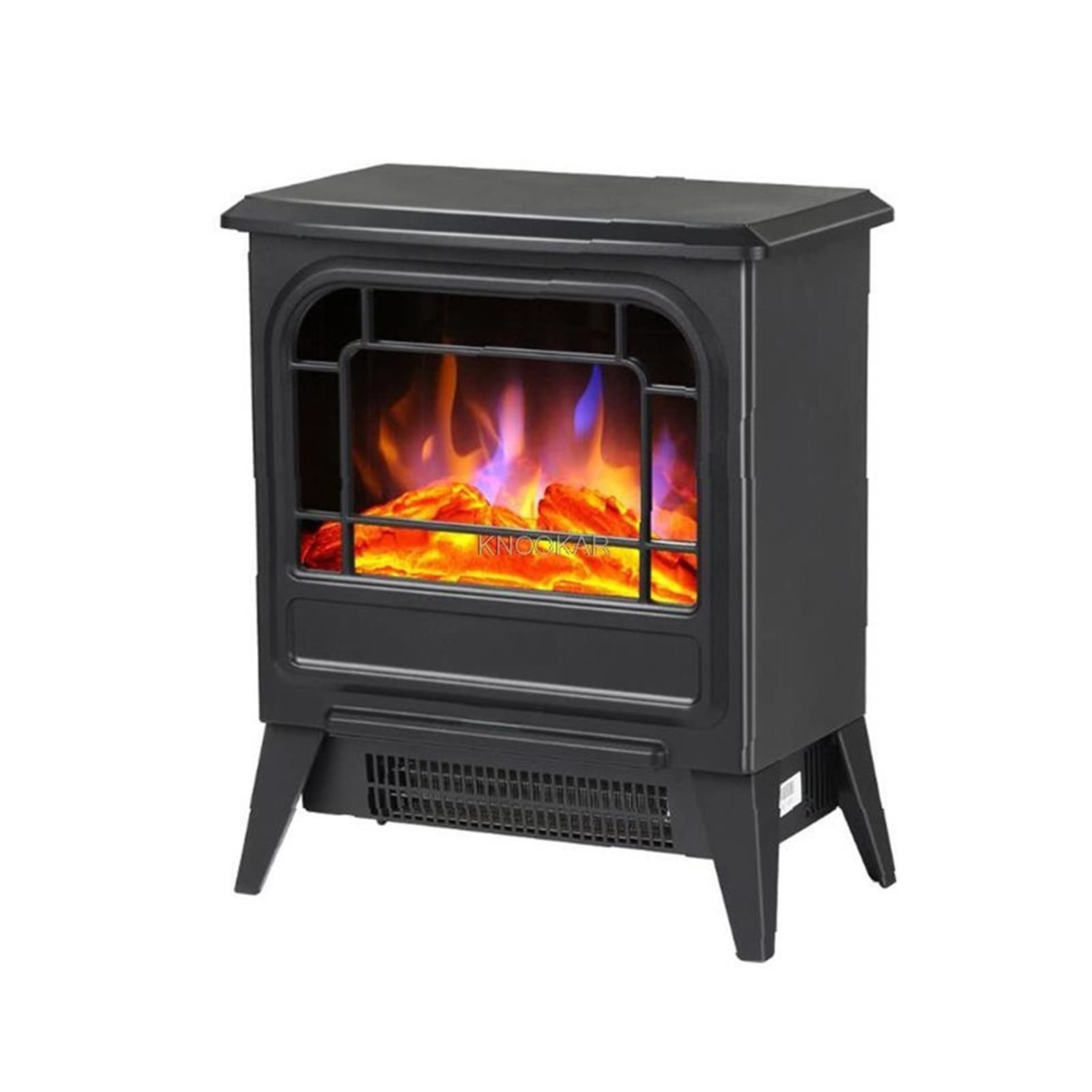 Black 43CM Vertical Electric Fireplace Heater - 220V Energy Efficient Indoor Space Heater for Home & Office - Realistic Flame Simulation for Cozy Winter Nights & Decorative Ambiance