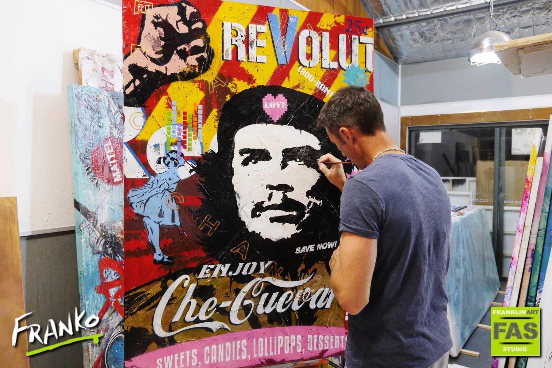 Che Guevara Pop Art Painting 140cm x 100cm - Revolutionary Wall Decor for Living Room, Bedroom & Office - Canvas Art Print for Home & Commercial Spaces