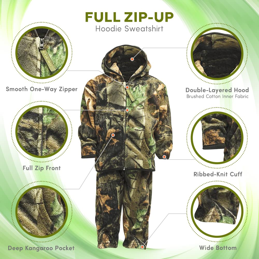 TrailCrest Toddler Camo Fleece Jacket & Pants Set - Warm Winter Outfit for Boys & Girls - Perfect for Outdoor Play, Hiking, and Cold Weather Adventures
