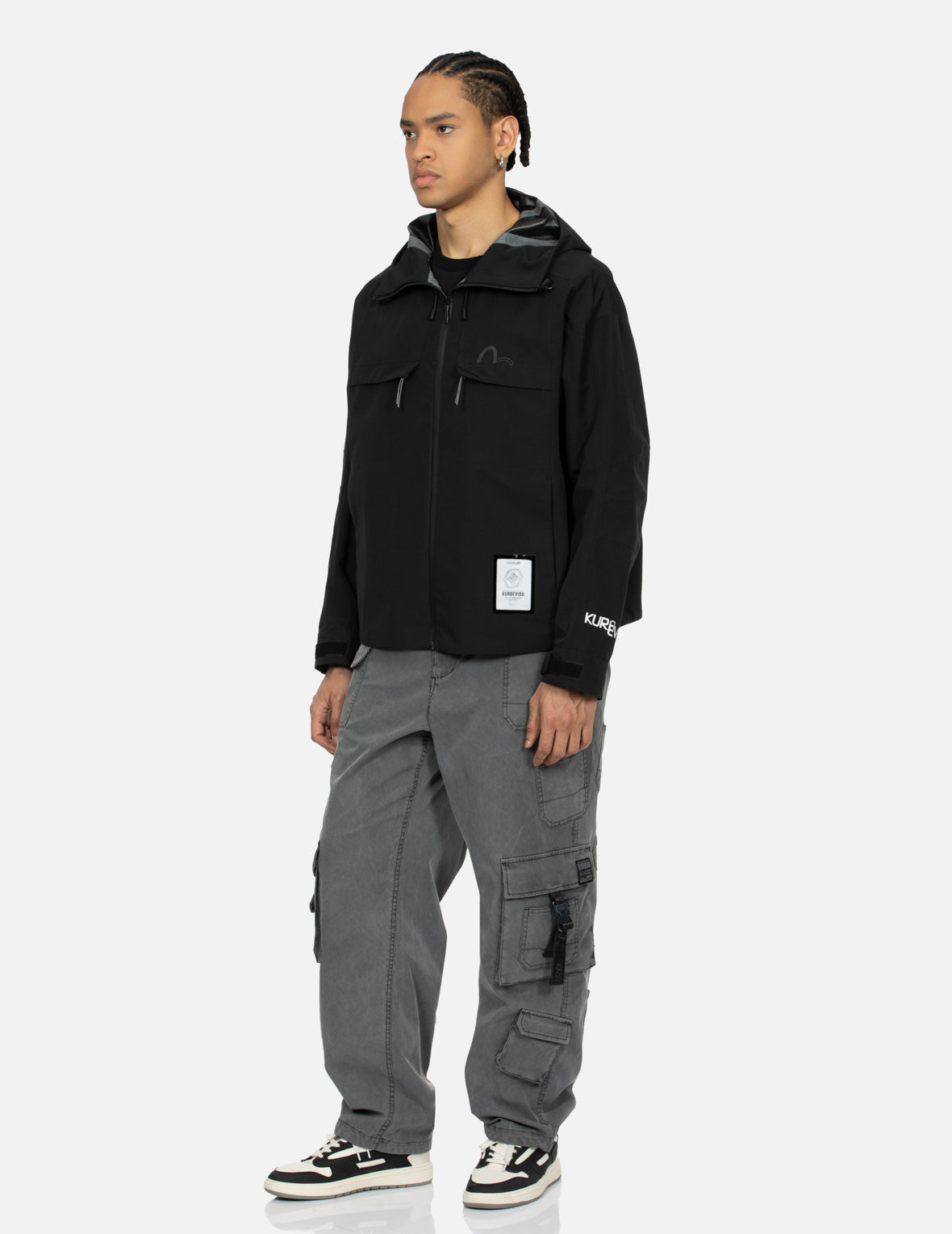 Trendy Allover Logo Hooded Windbreaker Jacket for Men & Women - Lightweight & Fashionable for Outdoor Activities, Running, and Casual Wear