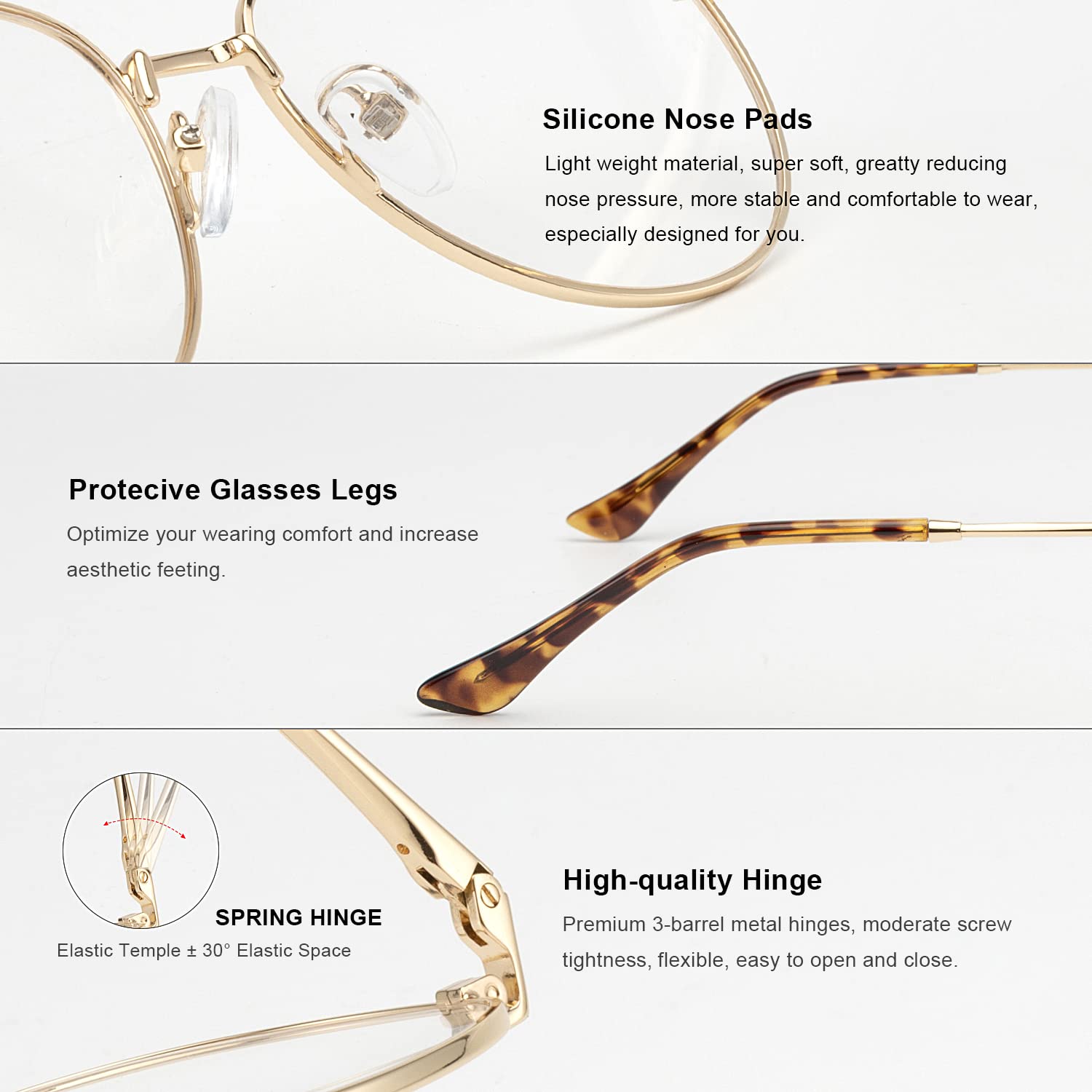 Blue Light Blocking Aviator Reading Glasses for Men & Women - Anti Glare Computer Glasses with Metal Frame & Spring Hinges - Perfect for Office Work, Gaming & Screen Time