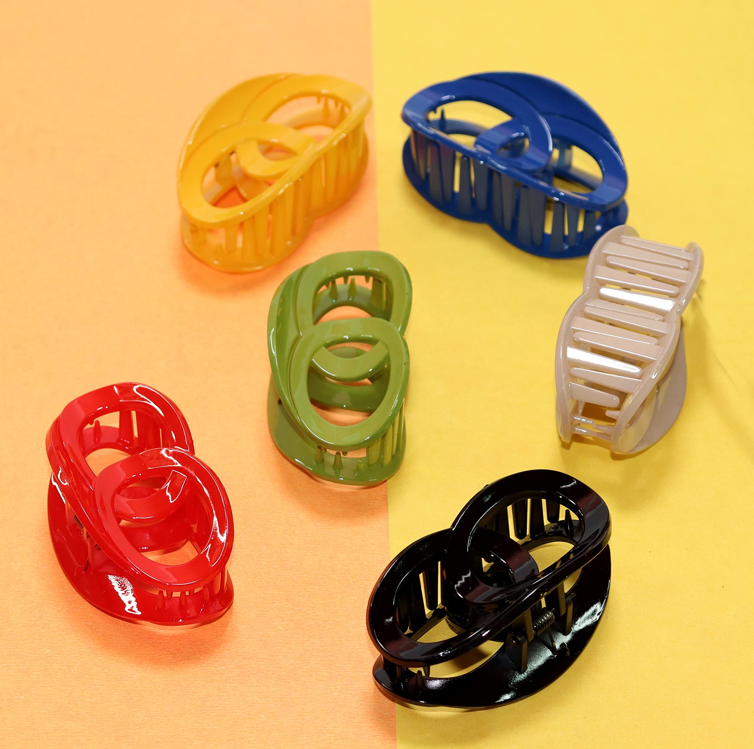 STYLEDOSE 6 Pack Acrylic Hair Claw Clips for Women - Banana Hair Clips, Non-Slip Hair Clamps for Girls & Women (Multicolor) - Perfect for Ponytails, Buns & Everyday Hairstyles