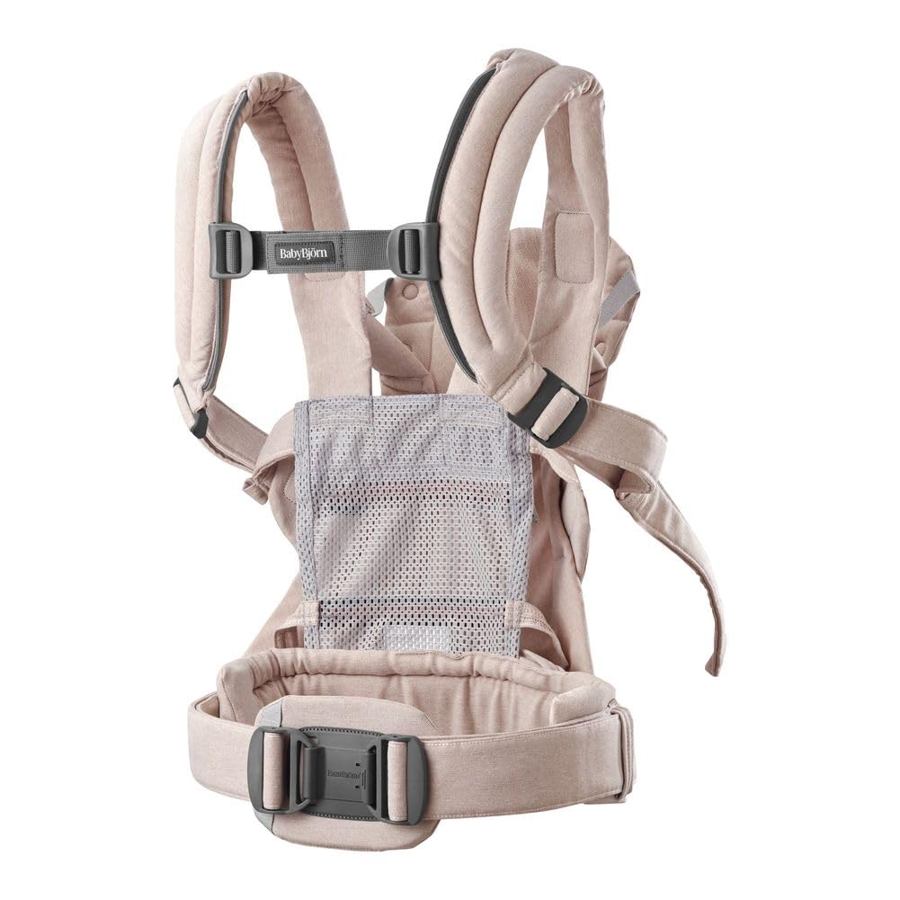 BabyBjorn Harmony Baby Carrier - Soft Woven Melange Fabric, Ergonomic Design for Newborn to Toddler (Light Pink) | Perfect for Hands-Free Parenting, Walks & Travel