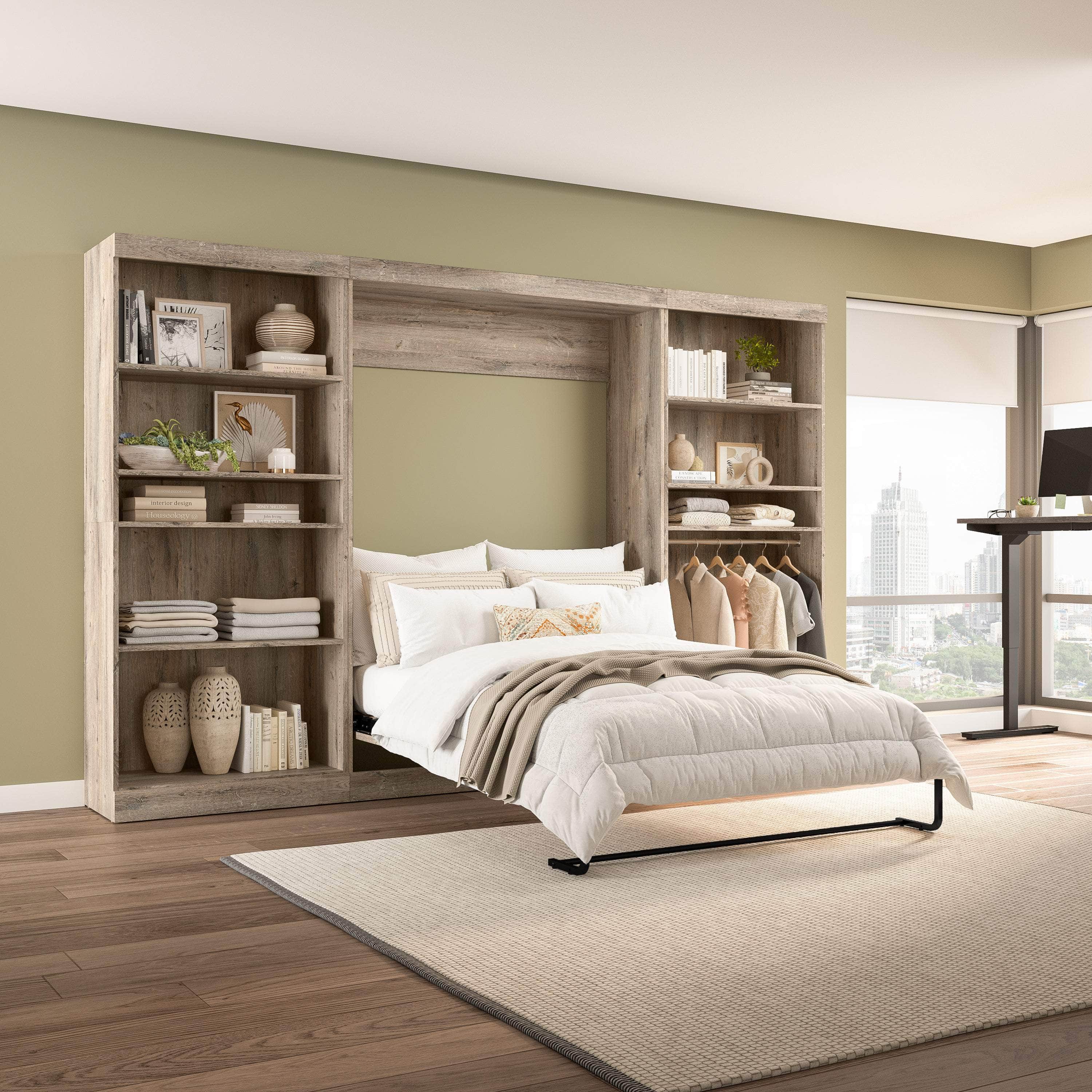 Pur Full Murphy Wall Bed with 2 Storage Units (131