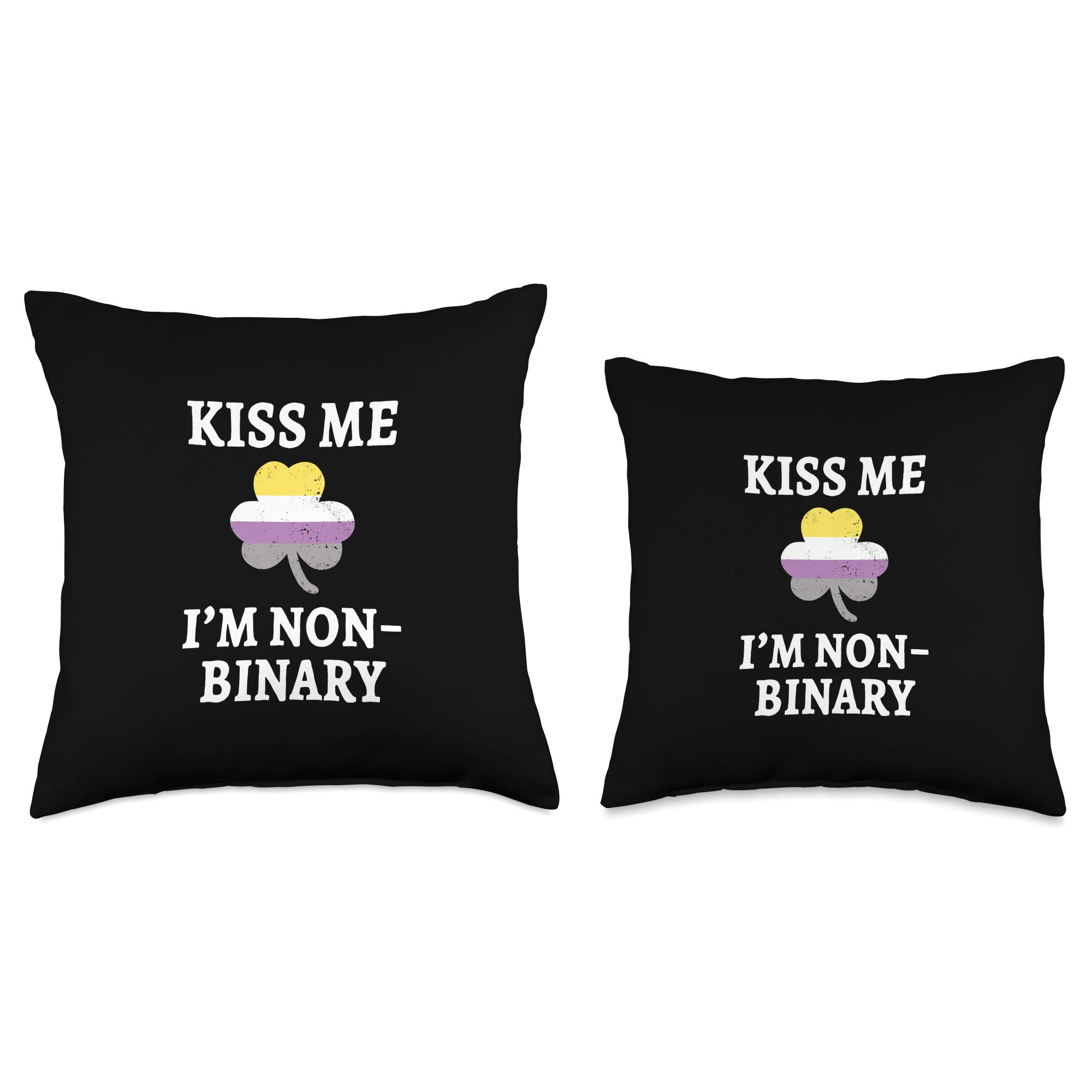Non-Binary Pride Throw Pillow - 18x18 Inch LGBT St. Patrick's Day Gift with Rainbow Flag Design - Perfect for LGBTQ Home Decor, Sofa Cushion & Pride Month Celebrations