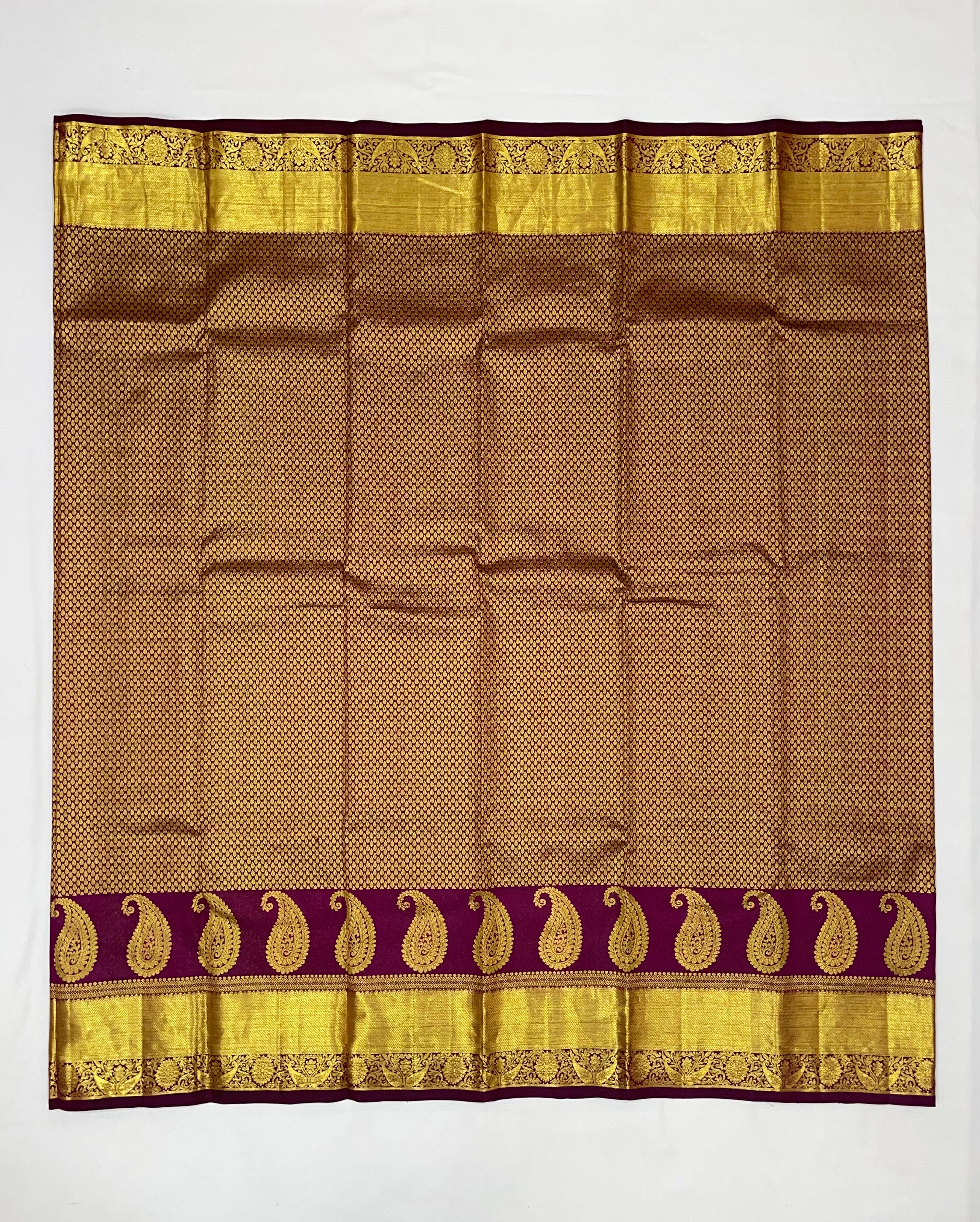 Elegant Dark Purple Pure Kanchi Silk Saree with Gold Zari Work & Tassels for Women | Traditional Indian Bridal & Party Wear | Perfect for Weddings, Festivals & Special Occasions
