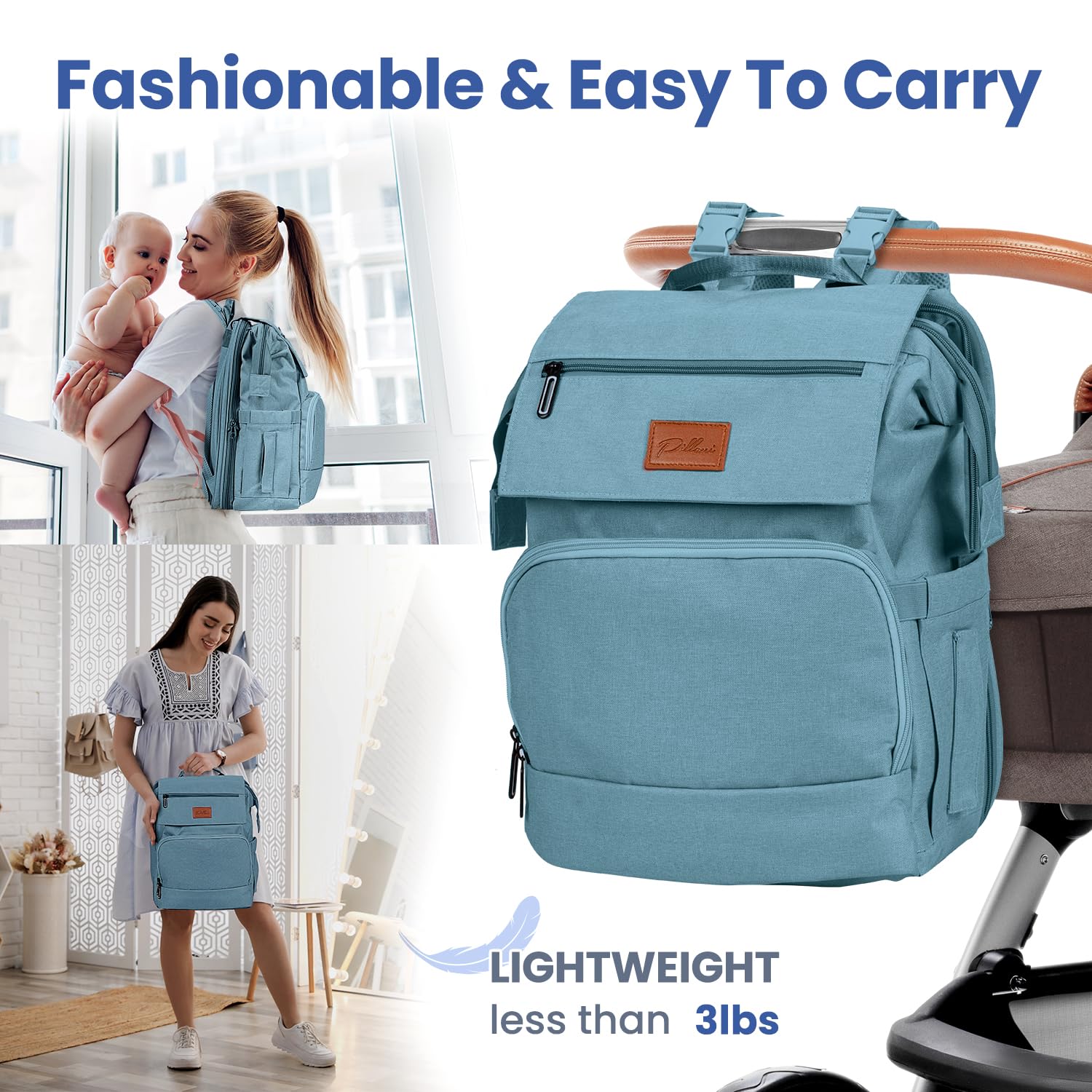 **PILLANI Baby Diaper Backpack - Large Travel Diaper Bag for Boys & Girls with Changing Pad - Perfect for Baby Registry, Baby Shower Gifts & Newborn Essentials - Ideal for Daycare, Travel & On-the-Go Parents**