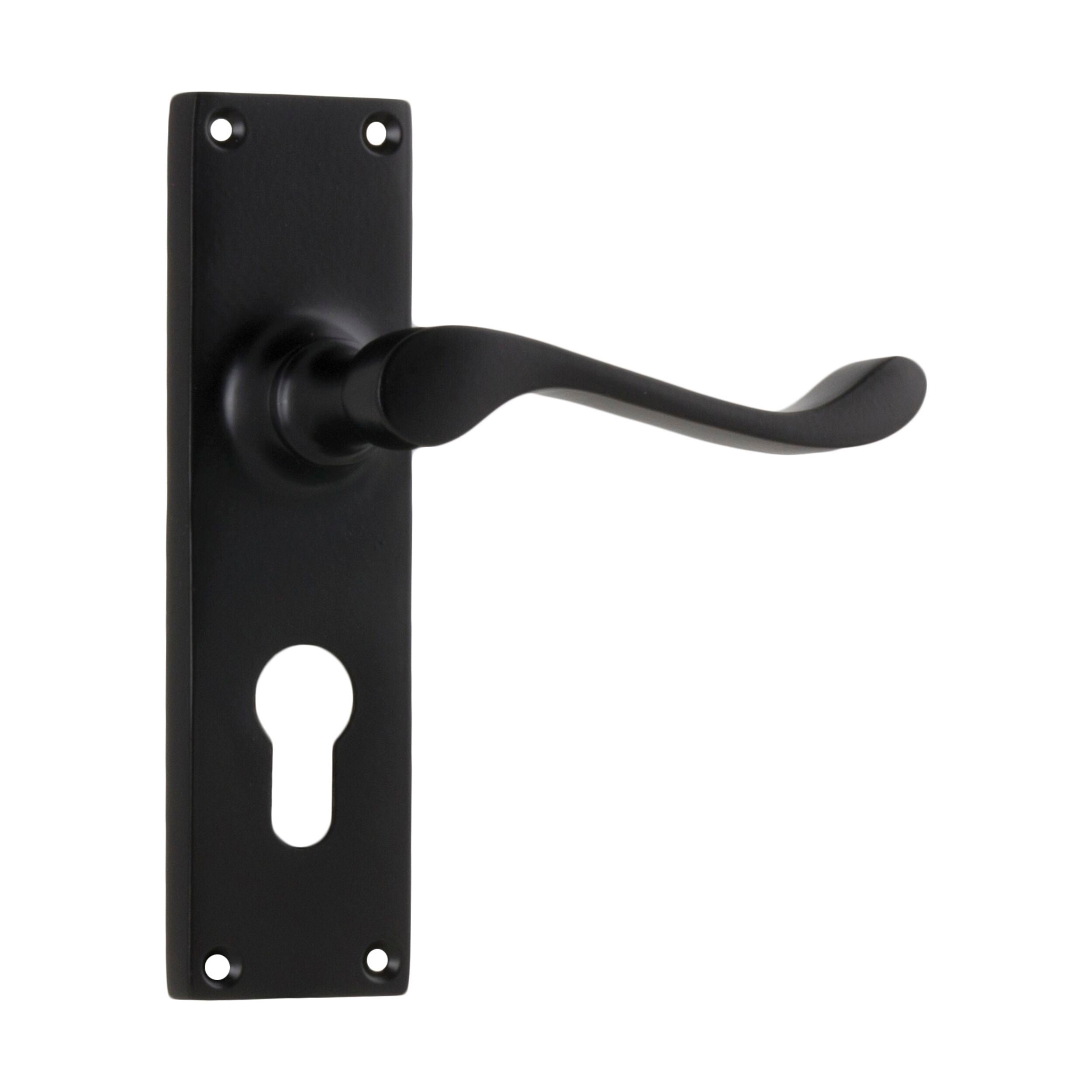 Antique Victorian Style Door Lever Set - Matte Black Finish (H152xW42xP59mm) | Euro Design for Classic Home & Office Doors | Perfect for Restorations, Historic Buildings & Vintage Decor