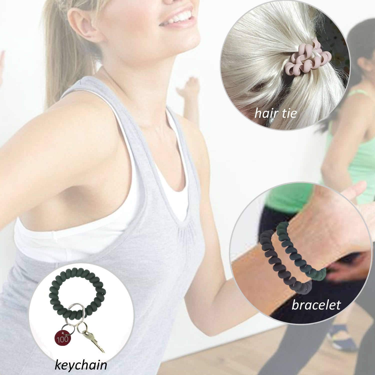 BIHRTC 6-Pack Stretchable Spiral Wrist Key Holder - Elastic Coil Wristband Keychain for Keys, ID Badges & Accessories - Perfect for Gym, Sauna, Outdoor Sports & Daily Use