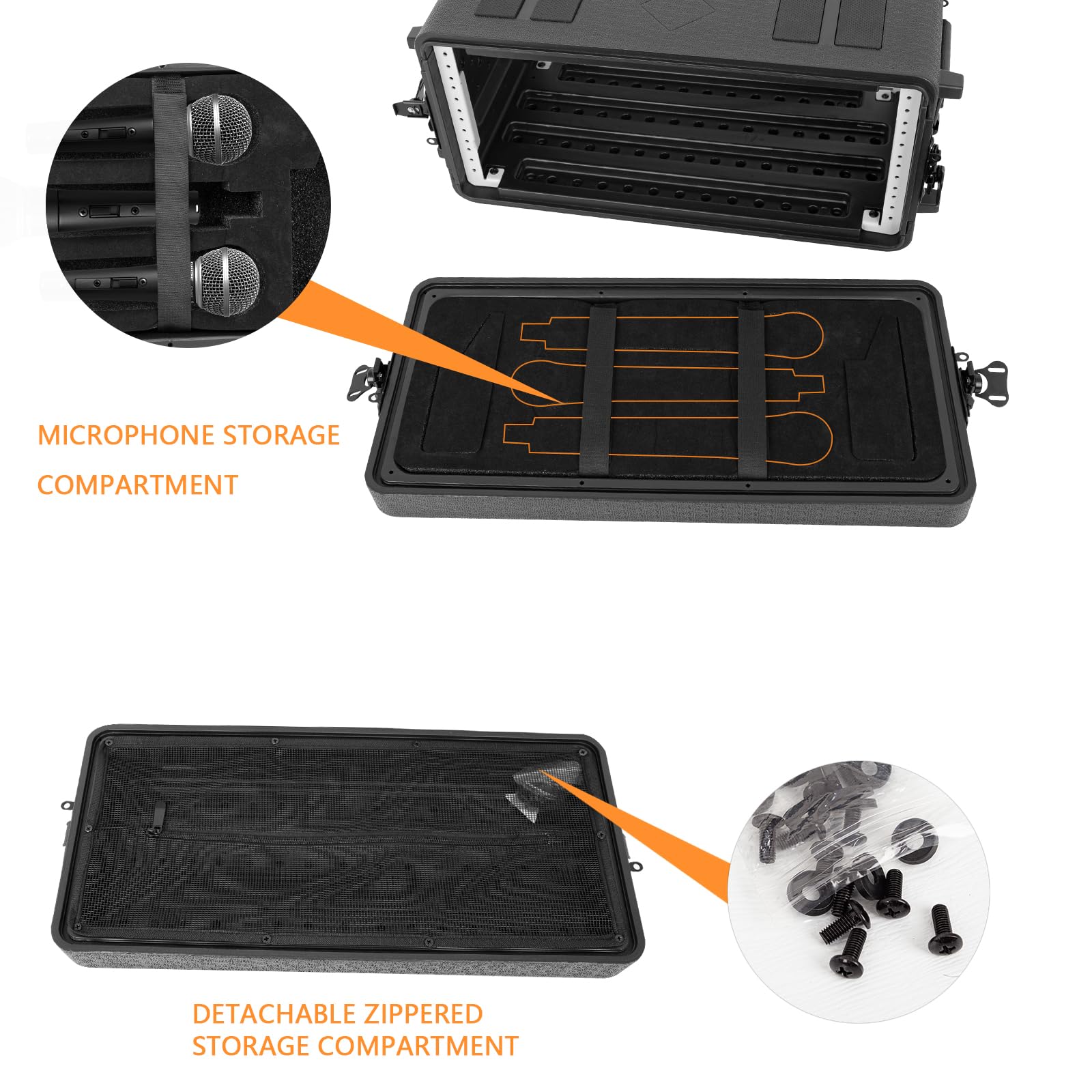 4U Rack Mount Case - Heavy Duty Molded Amplifier Road Case for Pro Audio, PA, DJ Equipment - Waterproof Protective Hard Shell with Custom Foam for Wireless Mic Systems, Amps, Effects, Mixers - Perfect for Live Gigs, Studio & Travel