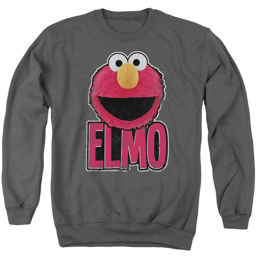 Sesame Street Elmo Smile Graphic Unisex Crewneck Sweatshirt for Men & Women - Casual Wear, Gift for Fans, Family Matching Outfits