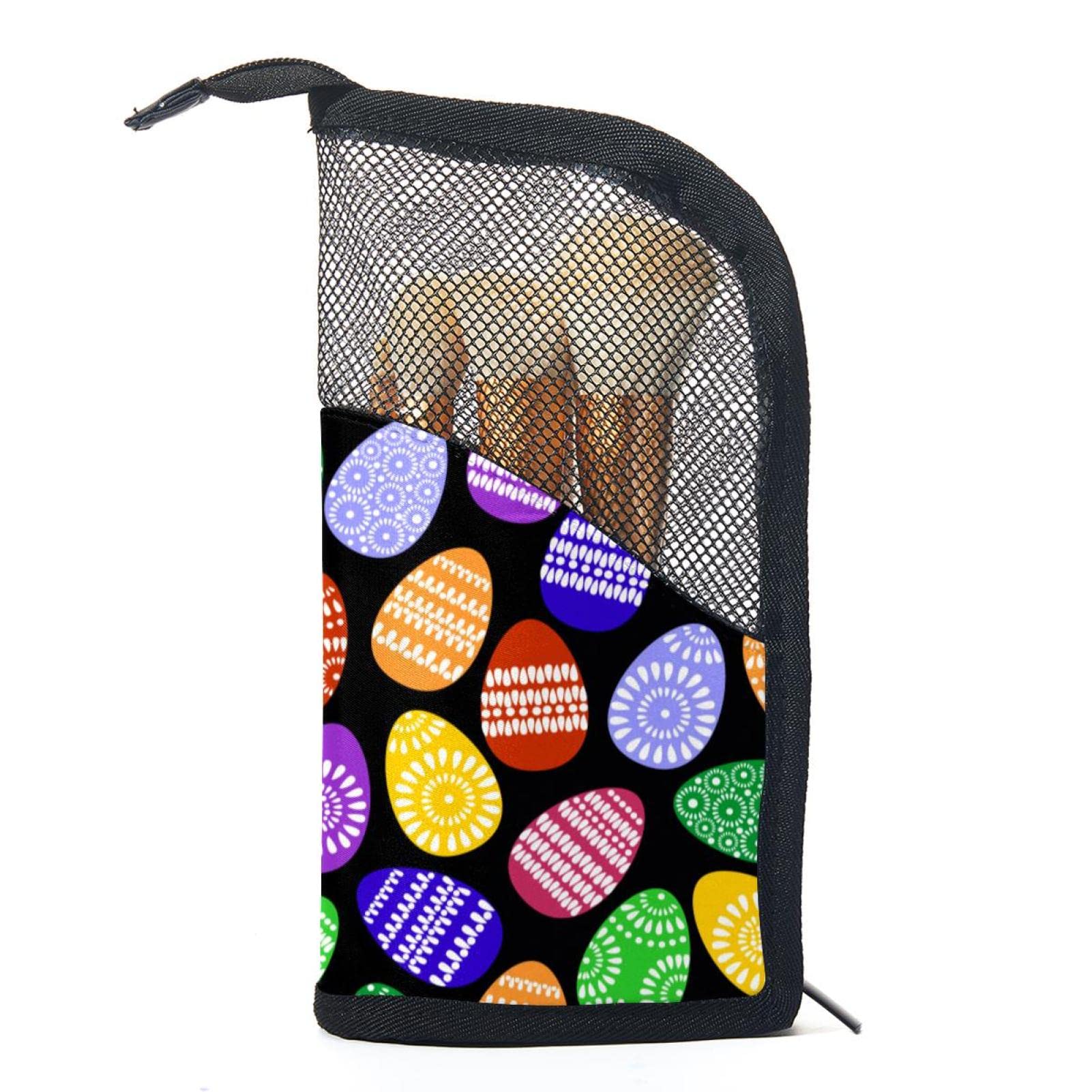 12-Piece Colorful Easter Eggs Makeup Brush Organizer Bag - Portable Makeup Brush Holder Case for Travel & Home Storage | Perfect for Makeup Artists & Beauty Enthusiasts