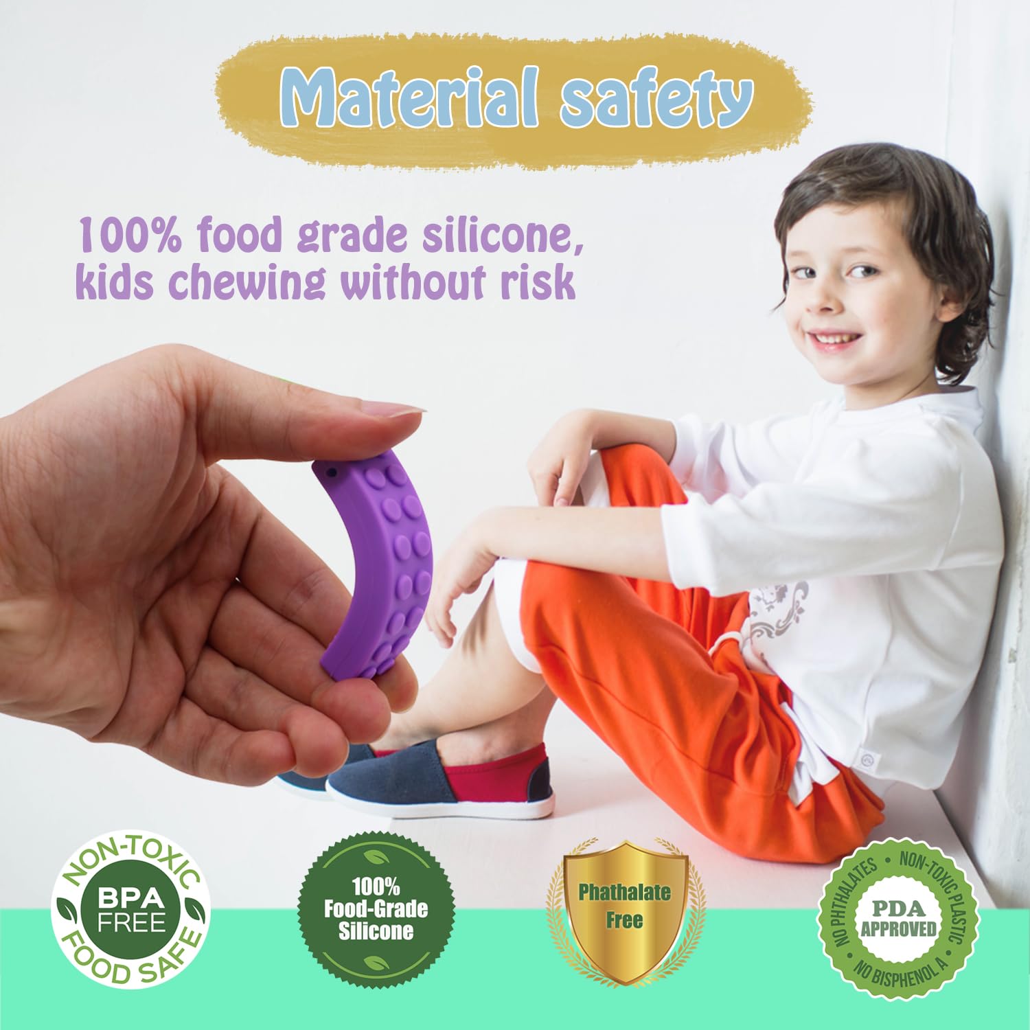 Sensory Chew Necklaces for Kids - 5PCS BPA-Free Silicone Teething Toys for Autism, Boys & Girls | Building Block Design for Biting & Chewing Relief | Perfect for Toddlers, Infants & Special Needs Children - Ideal for School, Travel & Sensory Therapy