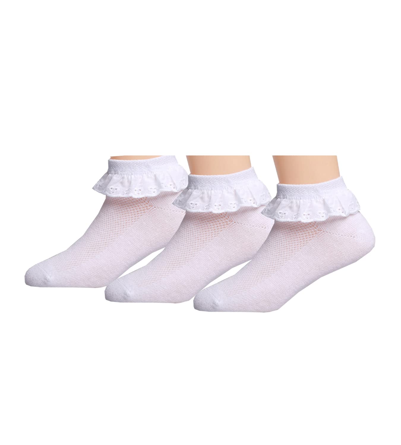 Twtility Baby Toddler Girls Eyelet Frilly Lace Socks - Cotton Ruffle Lace Dressy Socks for Special Occasions & Photoshoots - Perfect for Easter, Birthday Parties, and Family Gatherings