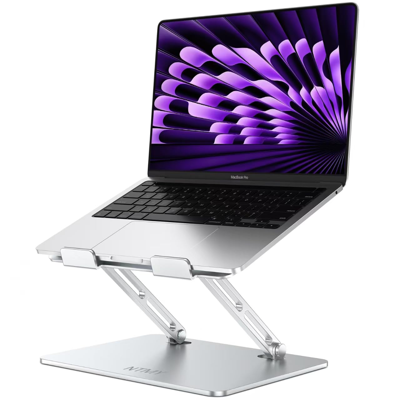 Adjustable Aluminum Laptop Stand for Desk - Portable Folding Notebook Riser Compatible with MacBook Air/Pro, Dell, HP, Lenovo (10-16 inch) - Silver | Perfect for Home Office, Coffee Shops & Workspace Ergonomics