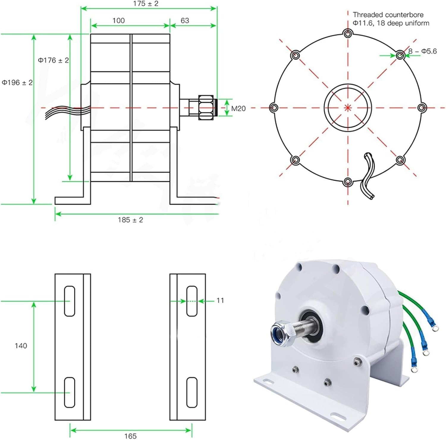 12KW Low RPM Permanent Magnet Generator, 3 Phase Gearless PMG AC Alternator for Wind & Water Turbine with Rectifier (120V) - Perfect for Off-Grid Power, Renewable Energy Systems, and DIY Wind/Water Power Projects