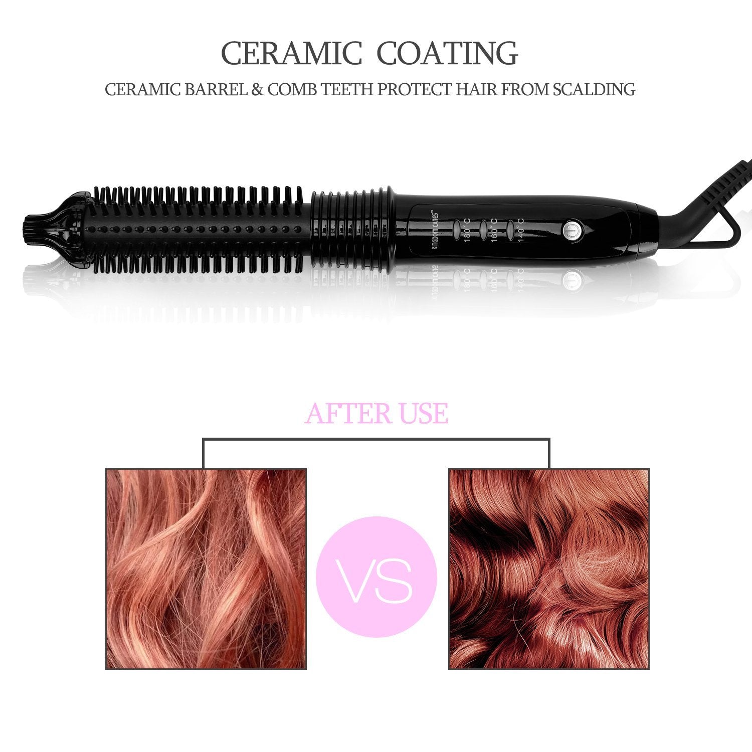 Electric Hair Curling Iron Brush - Professional Ceramic Tourmaline Curler for Wavy & Straight Styles - Perfect for Home, Salon & Travel Use